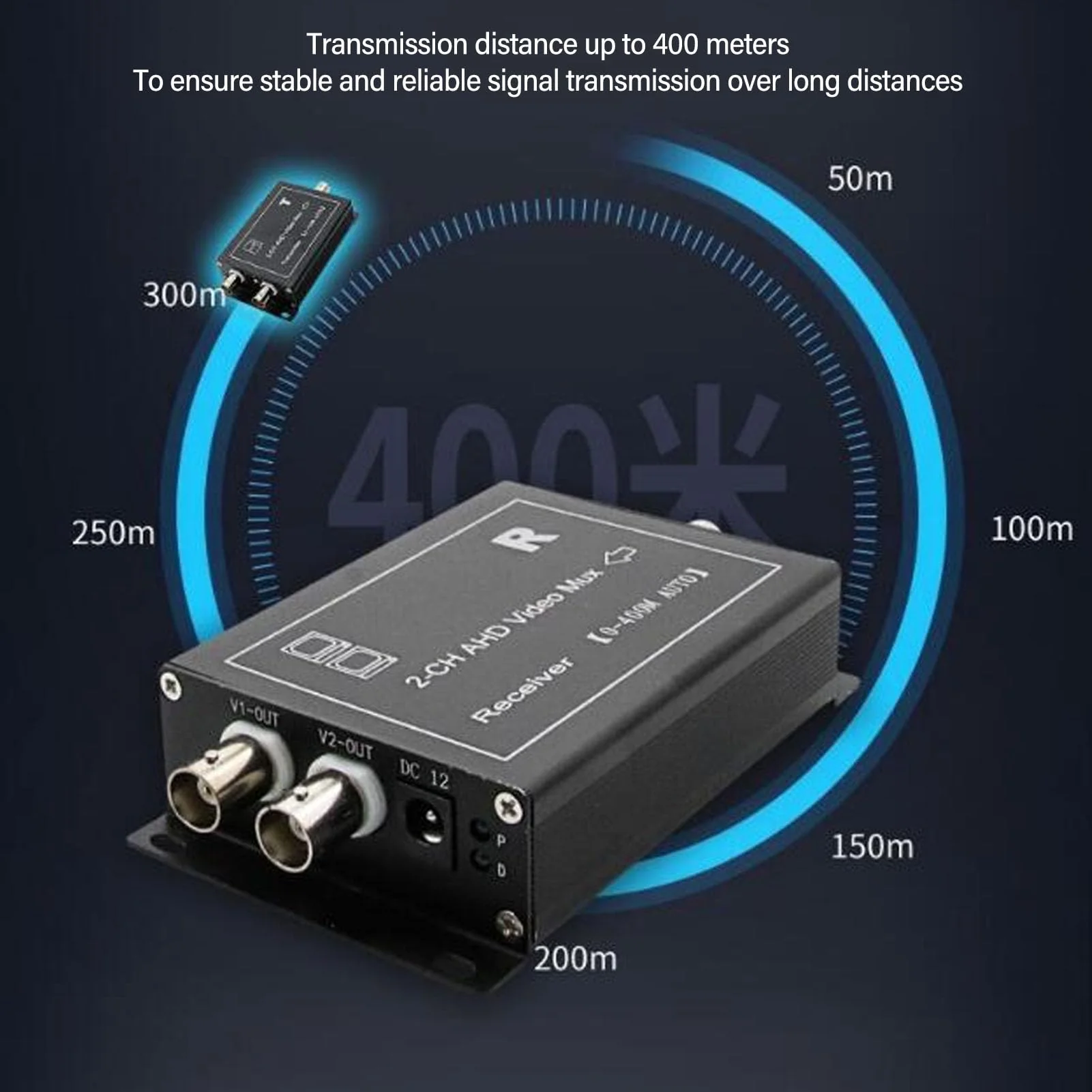 Video Multiplexer 2 Channel 400m Support AHD CVBS, Hot Swap Camera Video Multiplexer for Real Time , Long Distance and MultipleCompatibility - Image 4