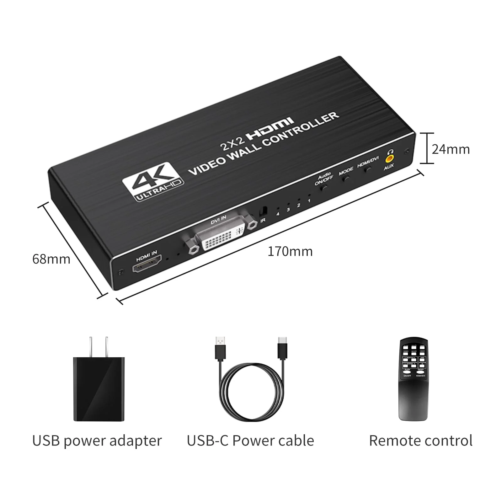 Video Wall Controller 2x2 4k, HDMI TV Video Wall Processor，4 tv Screens into 1 Wall Display with 180 Degree Rotate，Multiple tv Screens one Picture, 8 Splicing Modes 2x2,1x2,1x3,1x4,2x1,3x1,4x1 - Image 7
