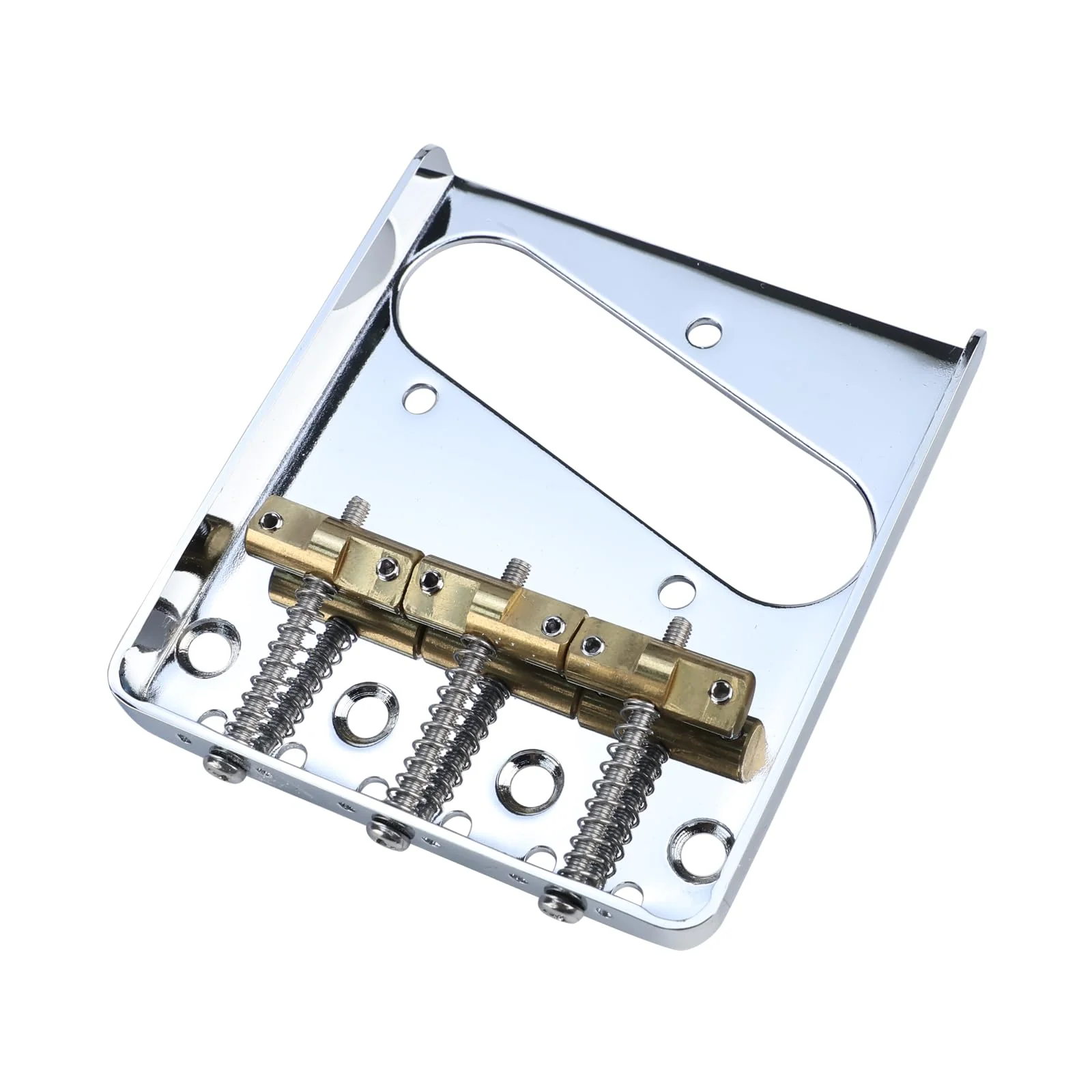 Vintage Fixed Guitar Bridge with Brass Compensated 3-Saddle Steel Baseplate 10.8mm Guitar Bridge Compatible with Vintage Telecaster Tele Style Electric Guitar Replacement Parts Chrome - Image 2