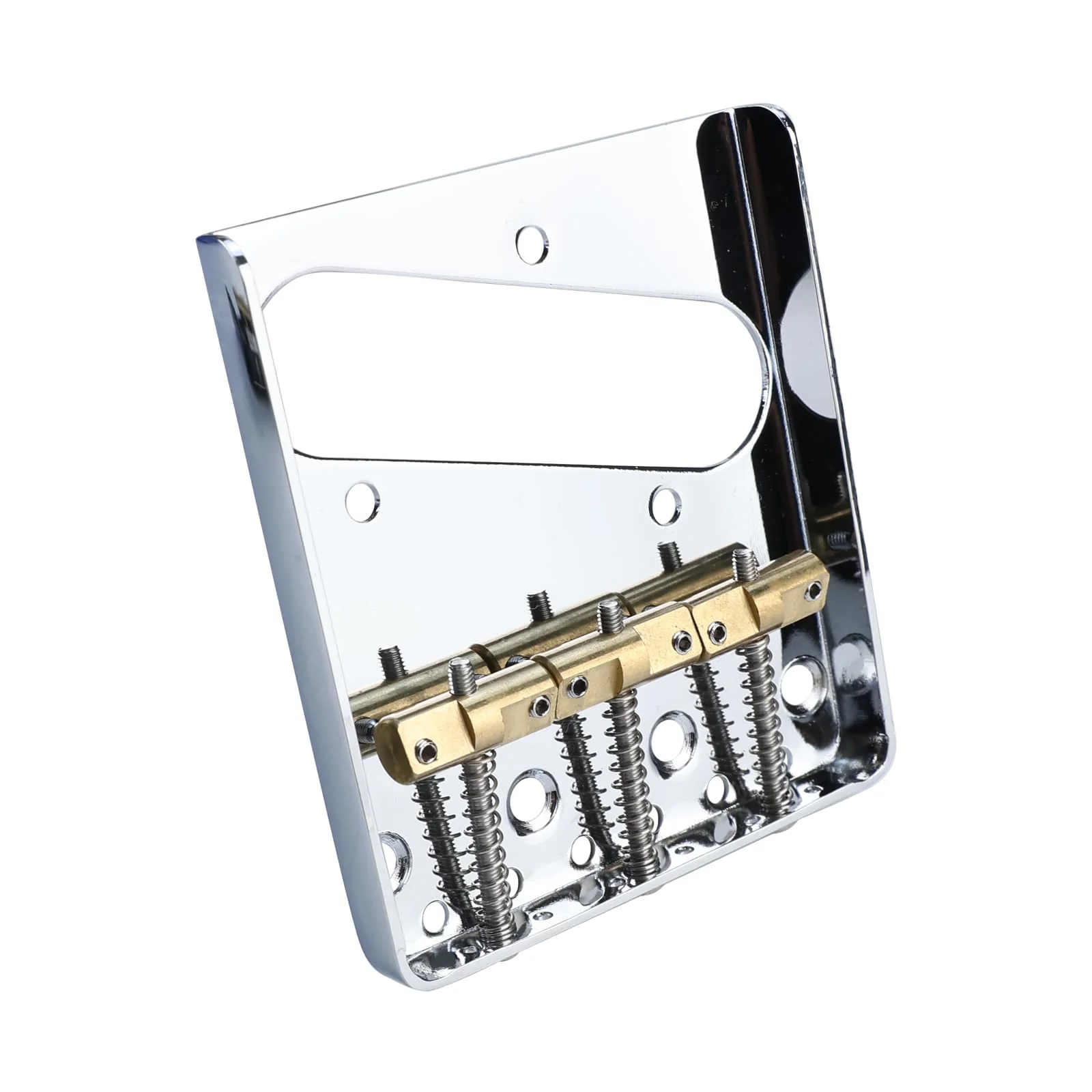 Vintage Fixed Guitar Bridge with Brass Compensated 3-Saddle Steel Baseplate 10.8mm Guitar Bridge Compatible with Vintage Telecaster Tele Style Electric Guitar Replacement Parts Chrome - Image 3