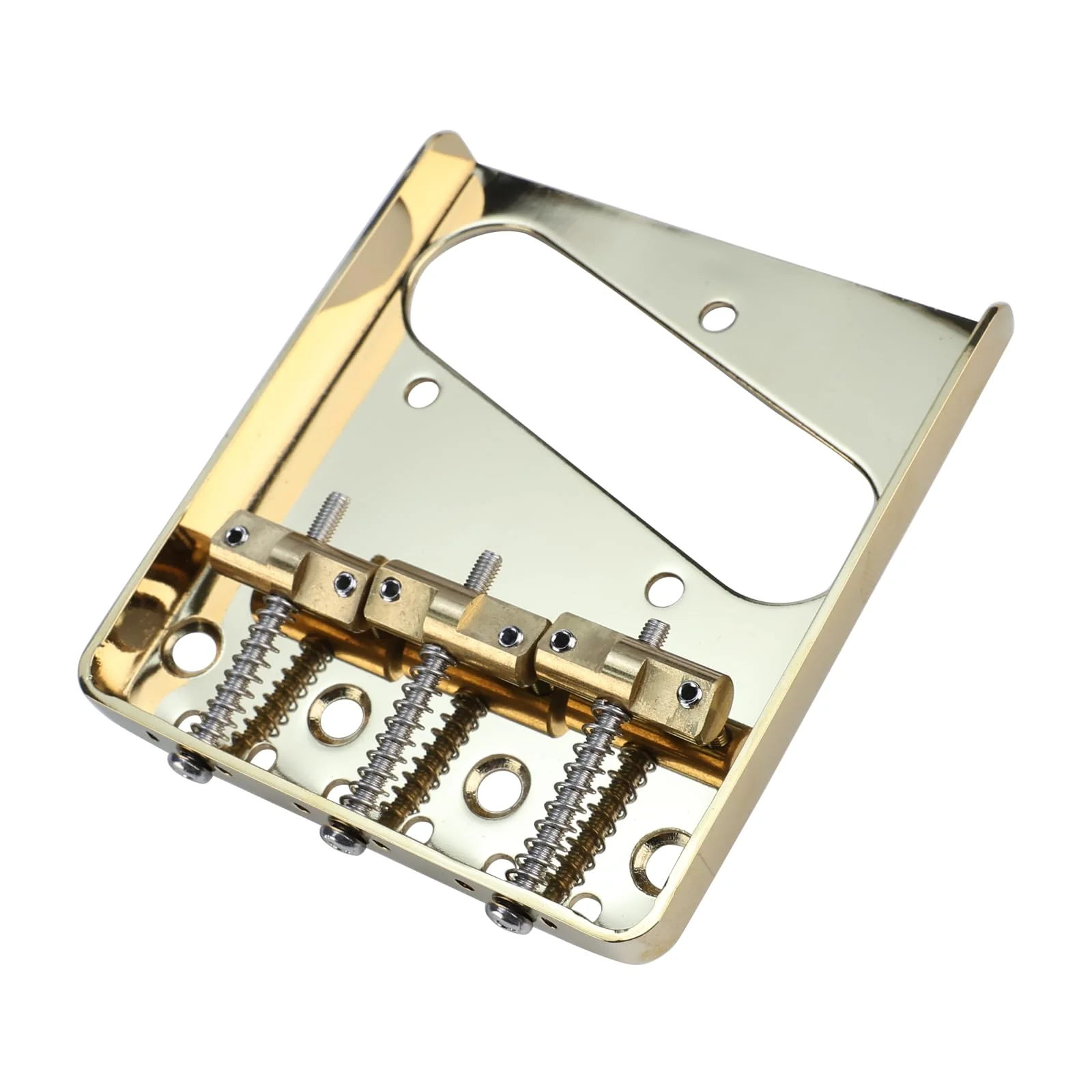 Vintage Fixed Guitar Bridge with Brass Compensated 3-Saddle Steel Baseplate 10.8mm Guitar Bridge Compatible with Vintage Telecaster Tele Style Electric Guitar Replacement Parts Glod Gold - Image 2