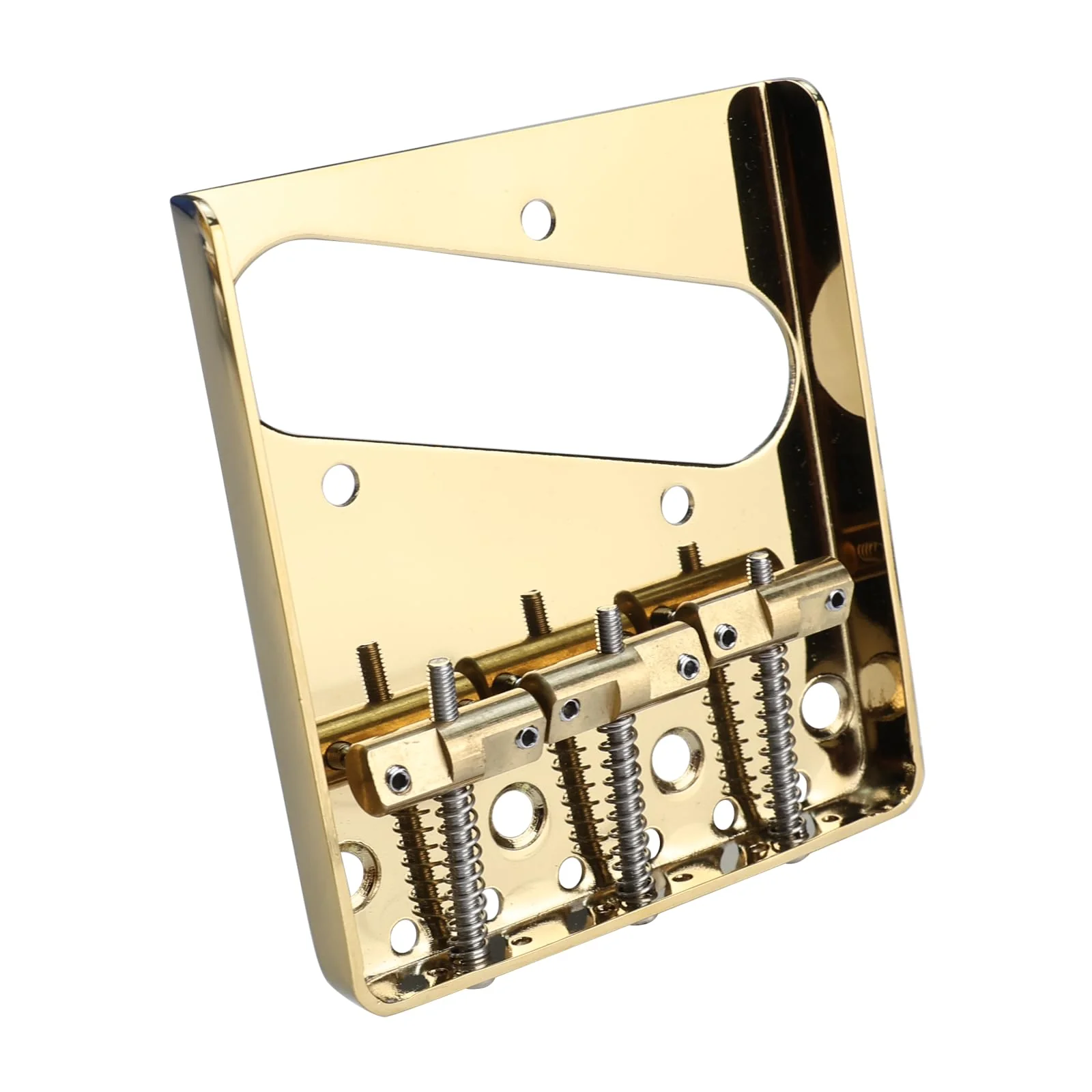 Vintage Fixed Guitar Bridge with Brass Compensated 3-Saddle Steel Baseplate 10.8mm Guitar Bridge Compatible with Vintage Telecaster Tele Style Electric Guitar Replacement Parts Glod Gold - Image 3
