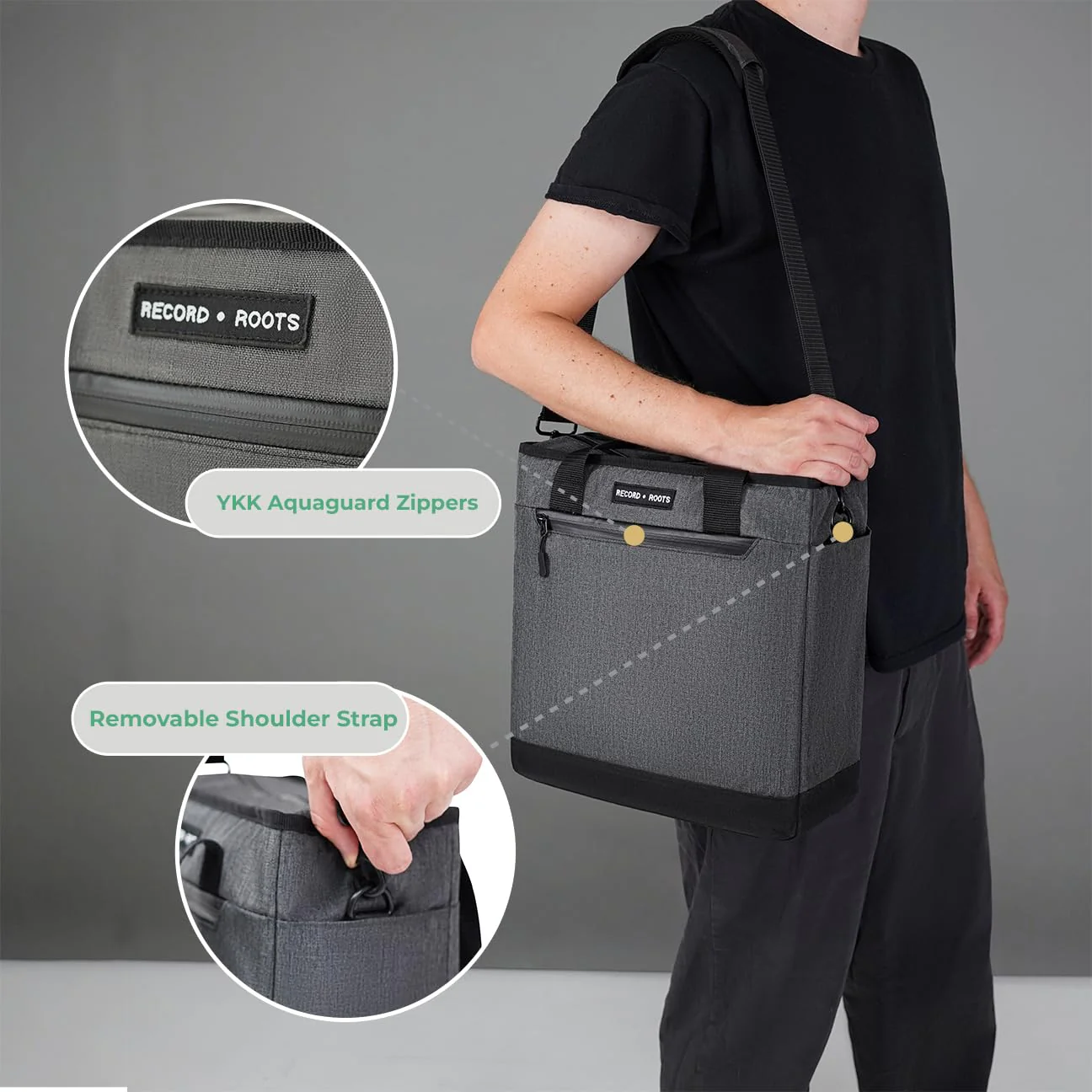 Vinyl Record Carry Bag – Maximum Protection & Water-Resistant Storage Holder Collector-Grade DJ Travel Case for 12-Inch LP Records Adjustable Shoulder Strap, Lightweight Vinyl Holder - Image 3