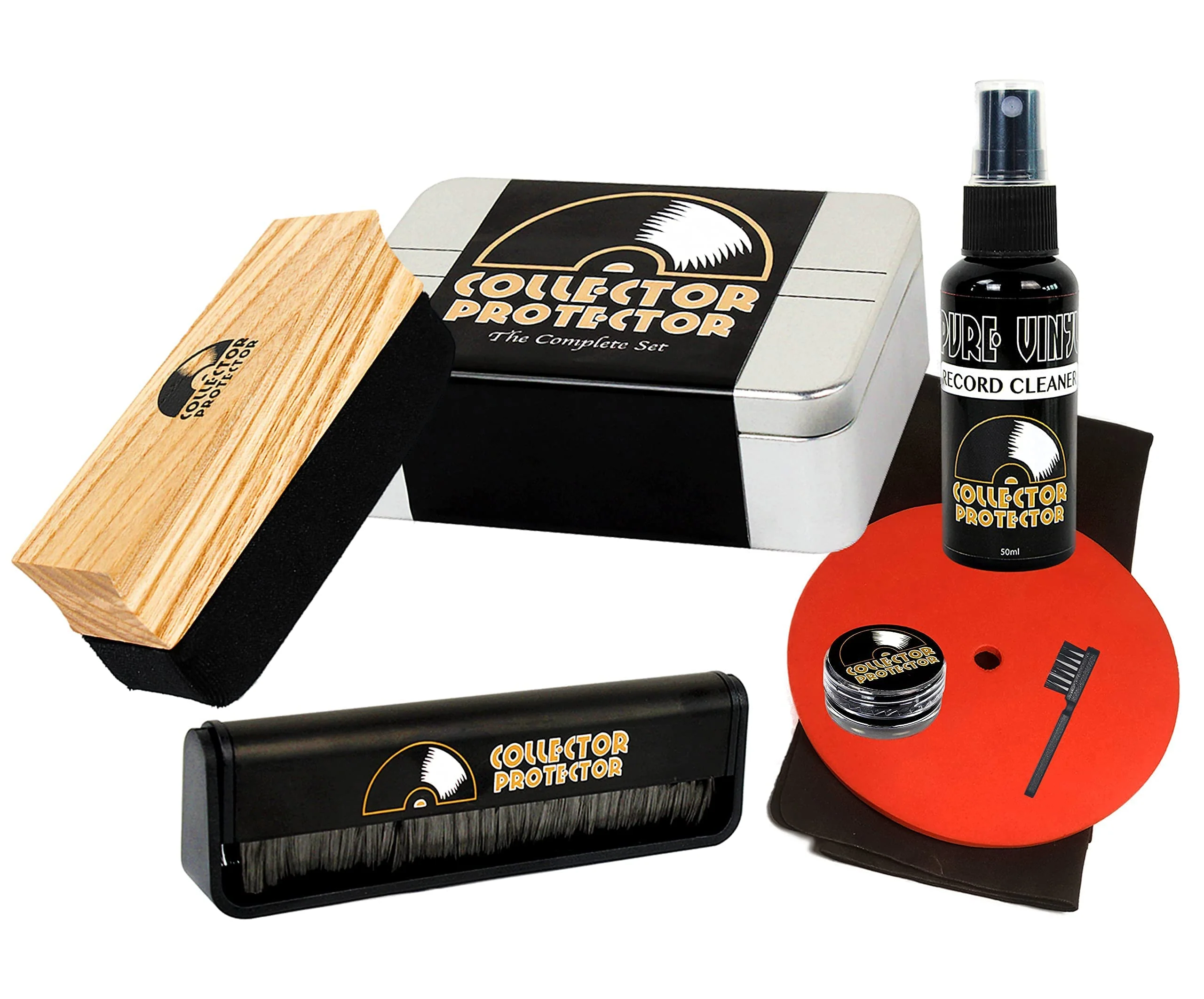 Vinyl Record Cleaner Kit | The Complete Set | Includes Soft Velvet Record Brush, Carbon Fiber Brush, LP Cleaning Solution, Turntable Stylus Gel, Microfiber Cloth, Label Protector & Metal Storage Case - Image 7