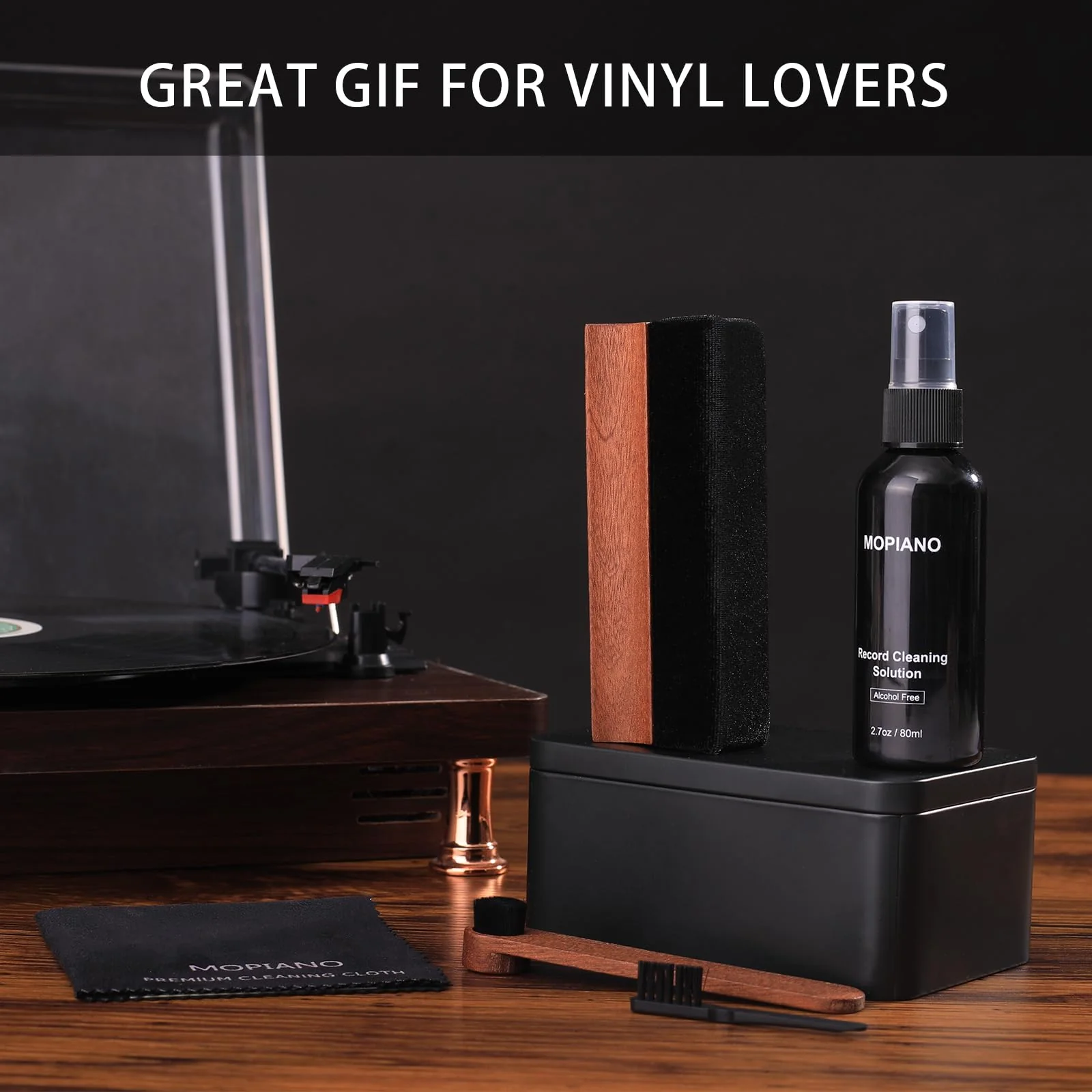 Vinyl Record Cleaning Kit|Complete 6-in-1 Vinyl Record Cleaner Kit for Albums|Includes Soft Velvet Vinyl Record Brush,LP Cleaning Liquid,Stylus Brush,Nylon Brush,Microfiber Cloth & Storage Box - Image 7