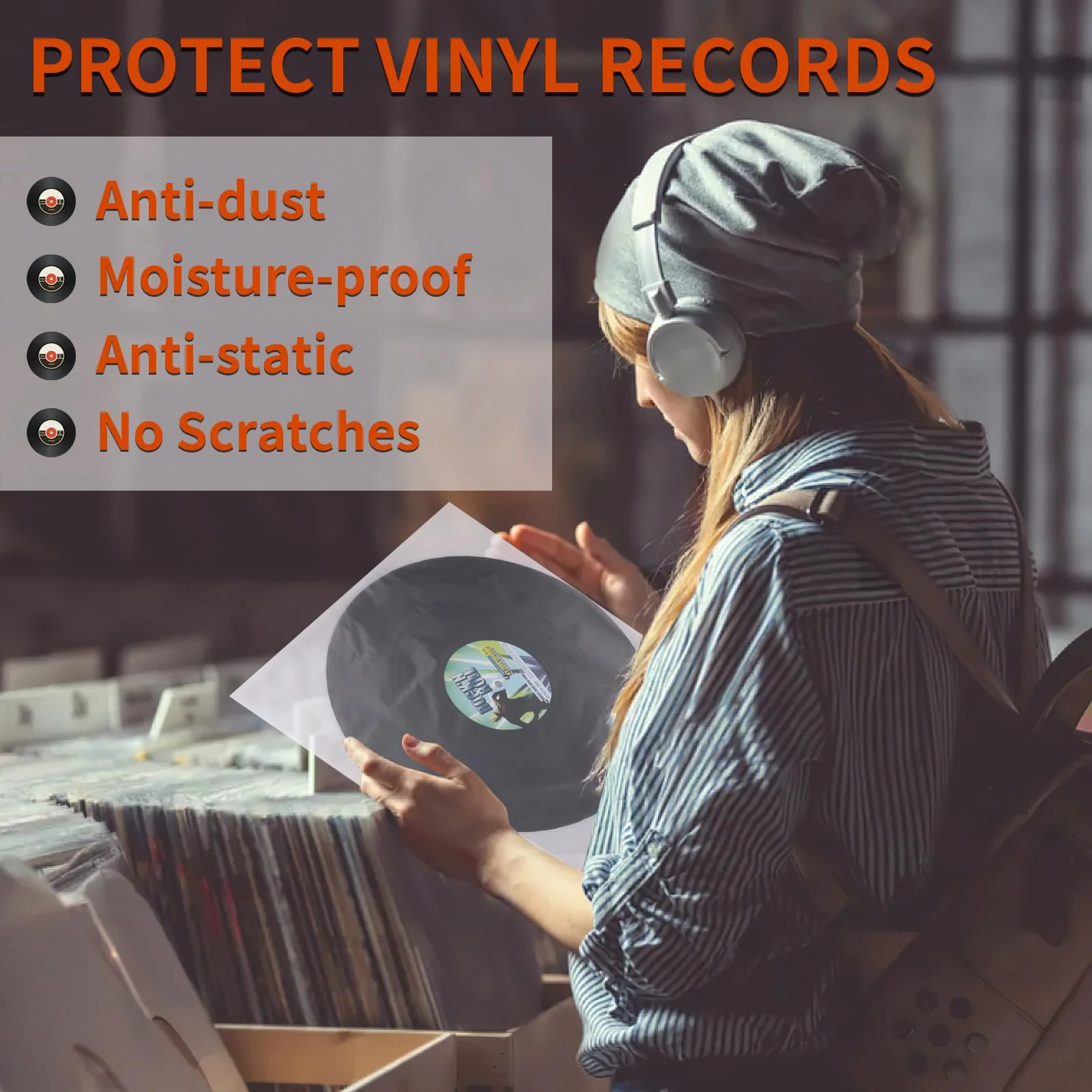 Vinyl Record Inner Sleeves, 30 Anti Static 12" LP Vinyl Inner Sleeves, Premium Protective Plastic Vinyl Sleeves Albums Covers for 33 RPM Record Protection Collection Storage Vinyl Lovers Gift 12"x12"-30Pack - Image 5
