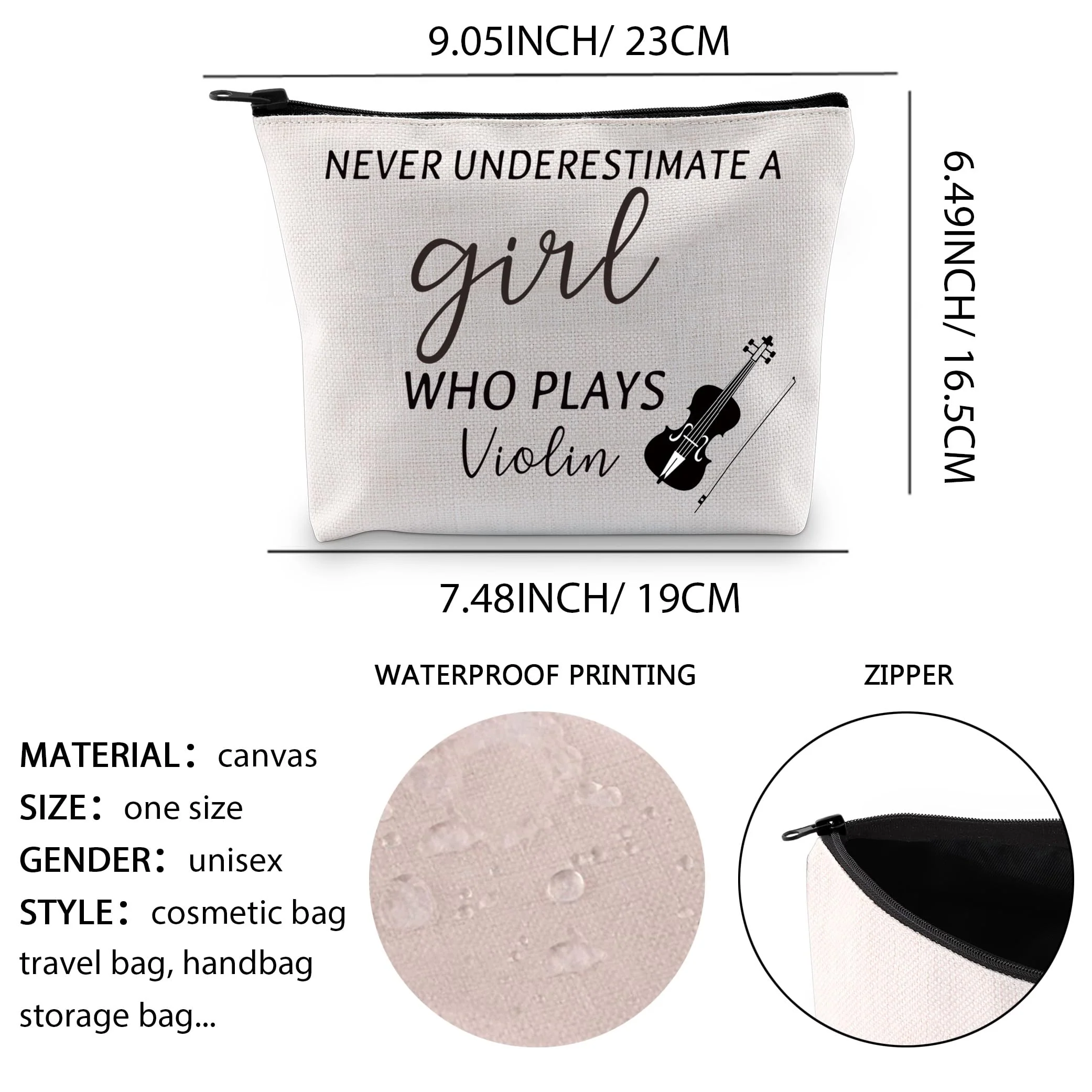 Violin Makeup Bag Violinist Gifts Violin Player Gift Music Teacher Gift Musician Cosmetic Bag A Girl Who Plays Violin (WHO PLAYS Violin) - Image 2