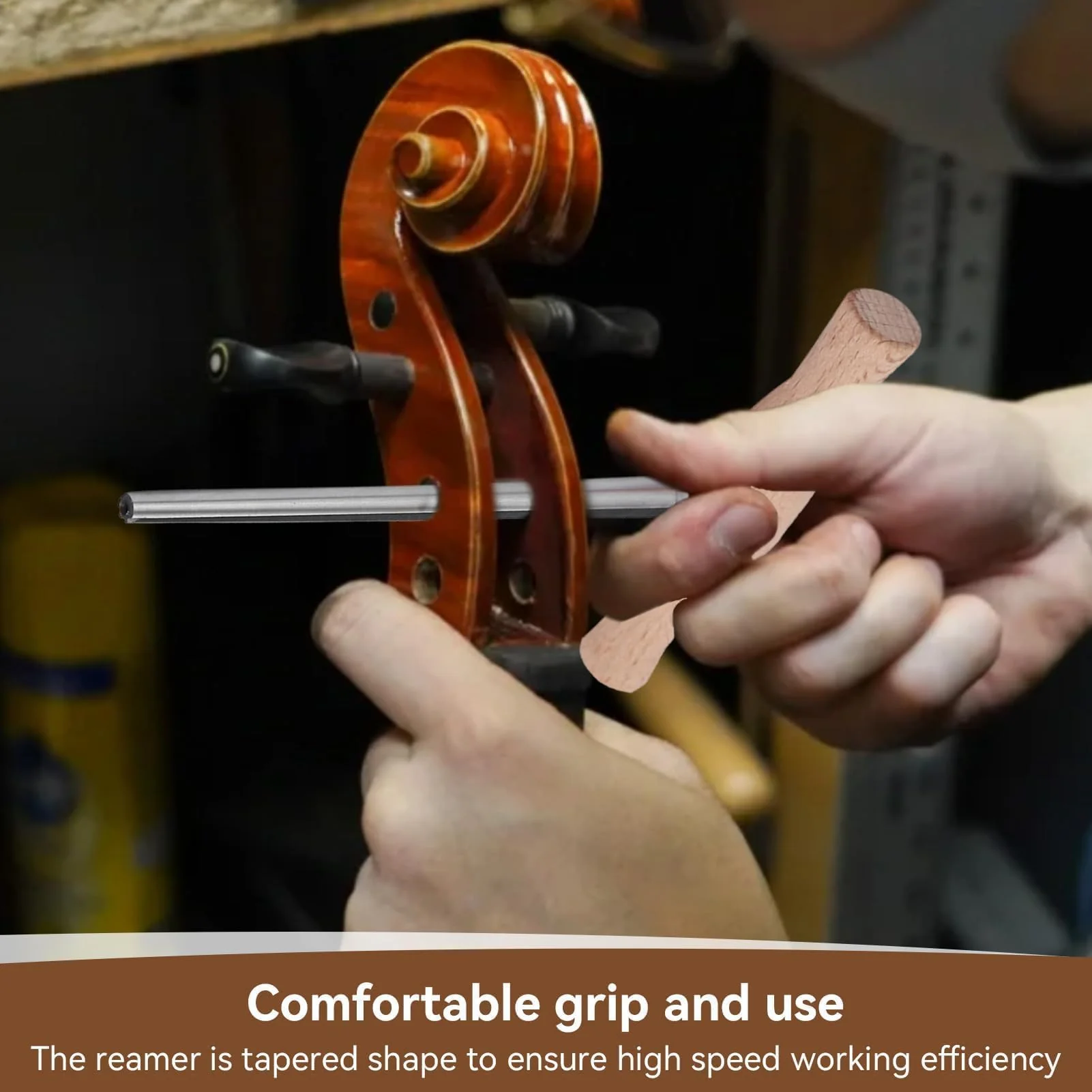 Violin Peg Hole Reamer 1:30 Taper with Wood Handle Violin Luthier Tool for 3/4 4/4 Violins Reamer T Handle Bridge Pin Reamer for Wood Latches, Woodworker, Repairman Maintenance Cutting Tool - Image 4