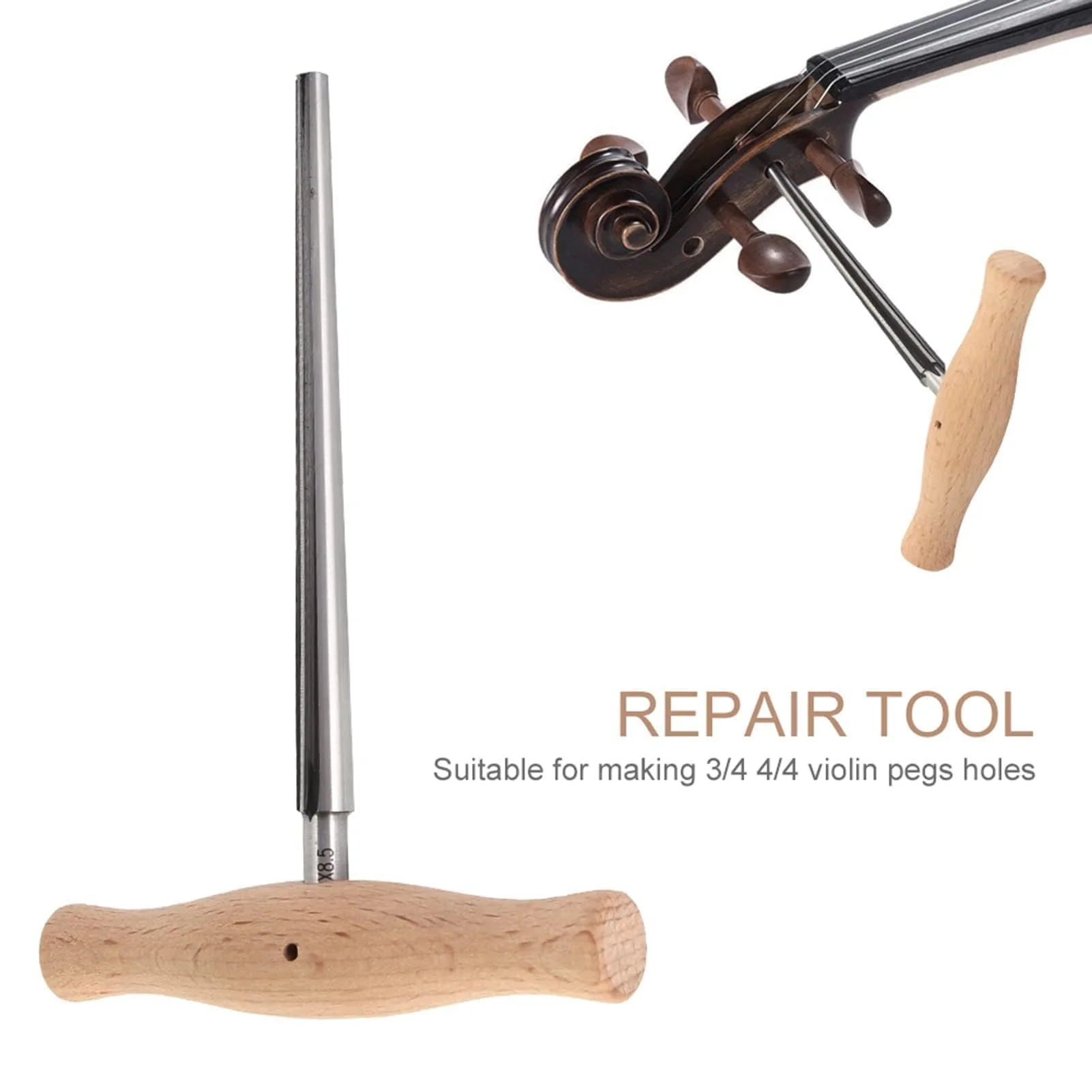 Violin Peg Hole Reamer 1:30 Taper with Wood Handle Violin Luthier Tool for 3/4 4/4 Violins Reamer T Handle Bridge Pin Reamer for Wood Latches, Woodworker, Repairman Maintenance Cutting Tool - Image 5