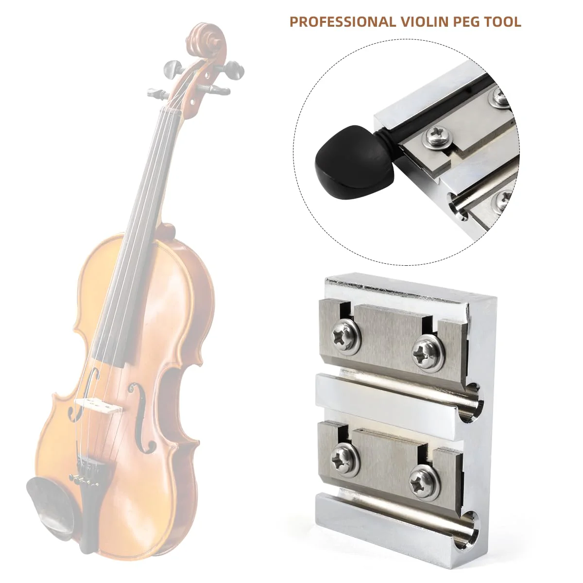 Violin Peg Reels Shaver Making Tools Luthier Tools for 3/4-4/4 Size Violin (Silver) Silver - Image 3