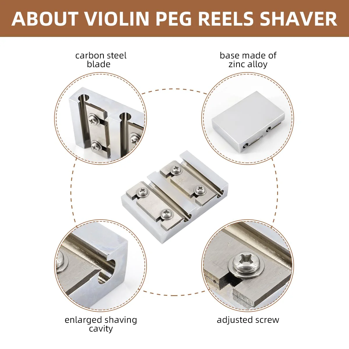 Violin Peg Reels Shaver Making Tools Luthier Tools for 3/4-4/4 Size Violin (Silver) Silver - Image 5
