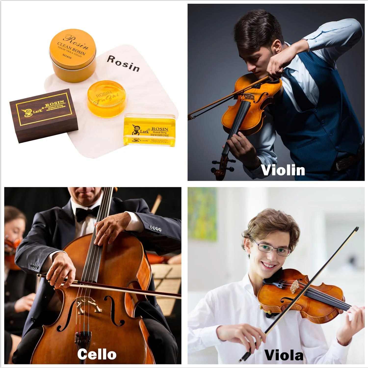 Violin Rosin 2 Pack, Natural Rosin with Case, Light Low Dust Rosin for Violin Viola and Cello Bows Yellow - Image 4