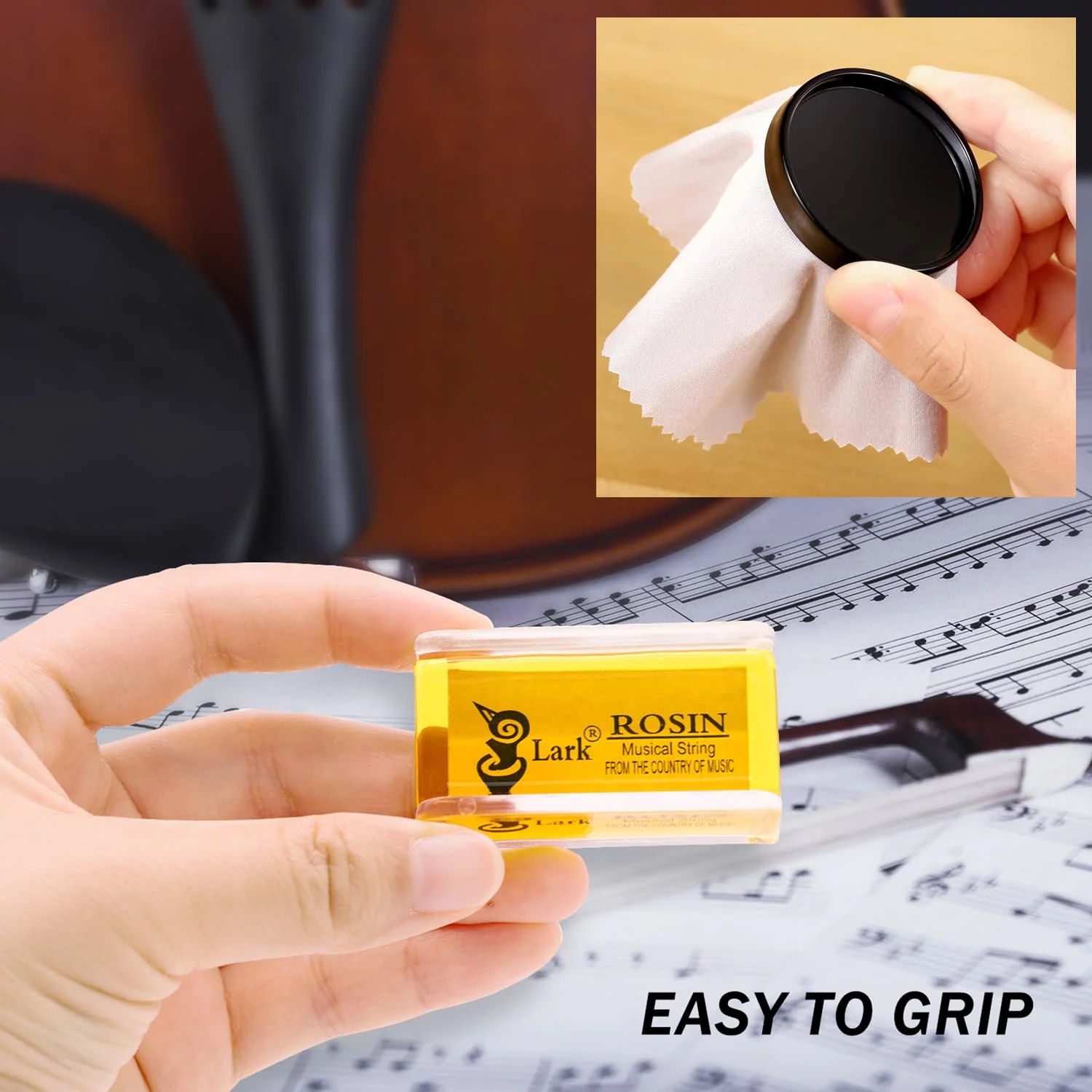 Violin Rosin 2 Pack, Natural Rosin with Case, Light Low Dust Rosin for Violin Viola and Cello Bows Yellow - Image 5