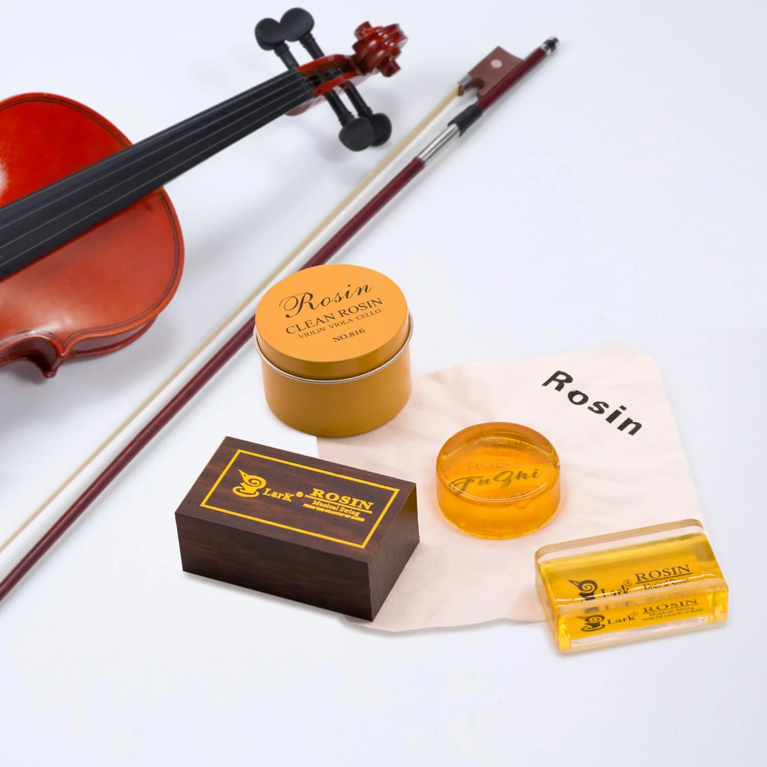 Violin Rosin 2 Pack, Natural Rosin with Case, Light Low Dust Rosin for Violin Viola and Cello Bows Yellow - Image 6