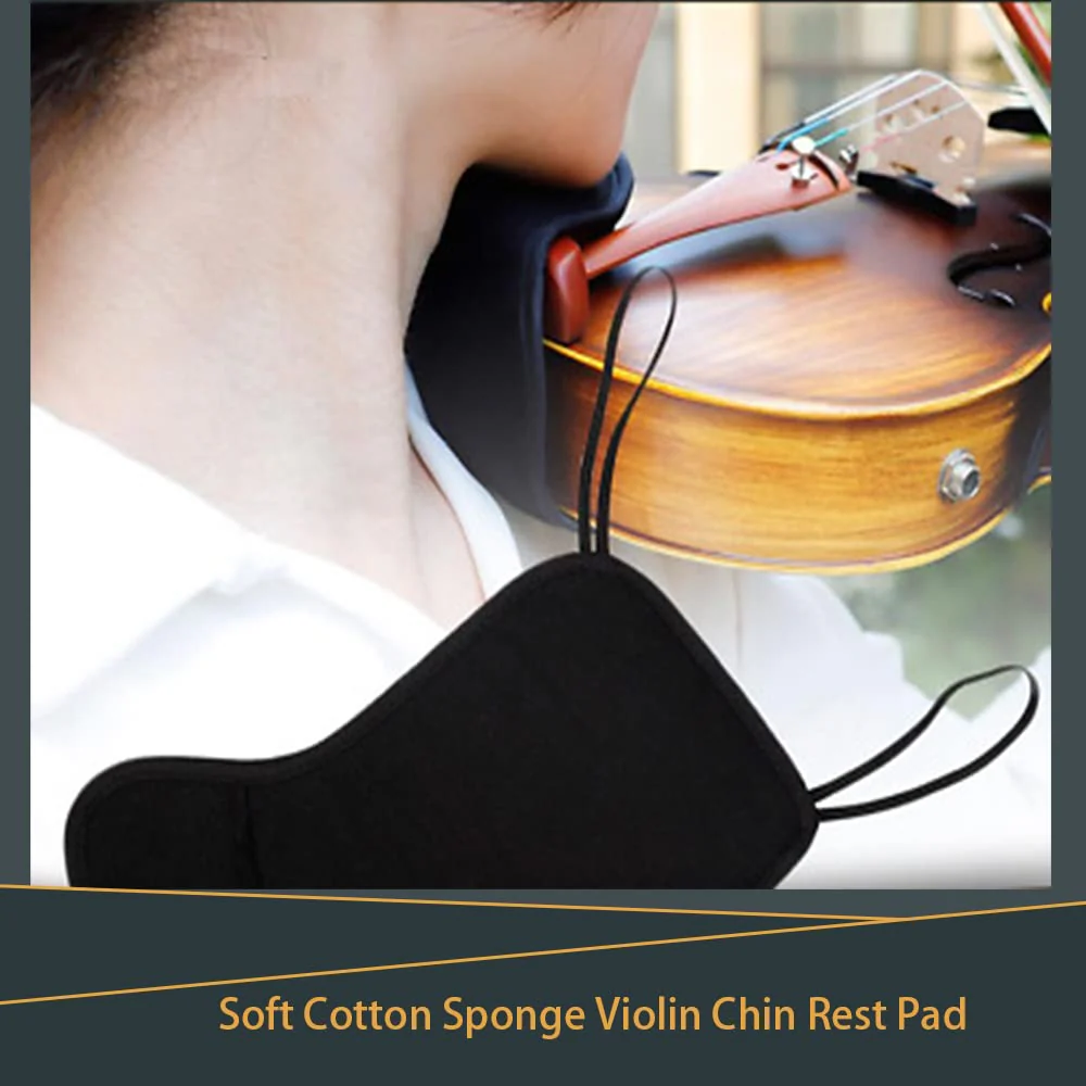Violin Shoulder Rest for Violin 4/4-4/3, Soft Cotton Sponge Violin Chin Rest Pad, 4/3 4/4 Violin Accessories, Black Flannelette Violin Cover Protector - Image 4