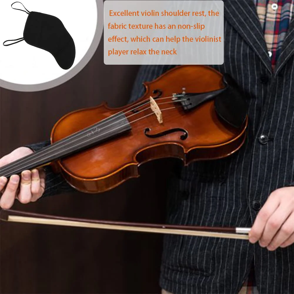 Violin Shoulder Rest for Violin 4/4-4/3, Soft Cotton Sponge Violin Chin Rest Pad, 4/3 4/4 Violin Accessories, Black Flannelette Violin Cover Protector - Image 5