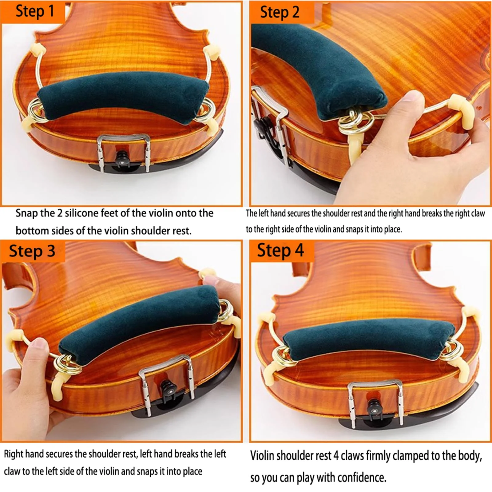 Violin Shoulder Rest - Violin Metal Shoulder Pad, Adjustable Soft Thickened Sponge Support Shoulder Brace - Enhanced Comfort, for Violin 4/4&3/4 - Image 5