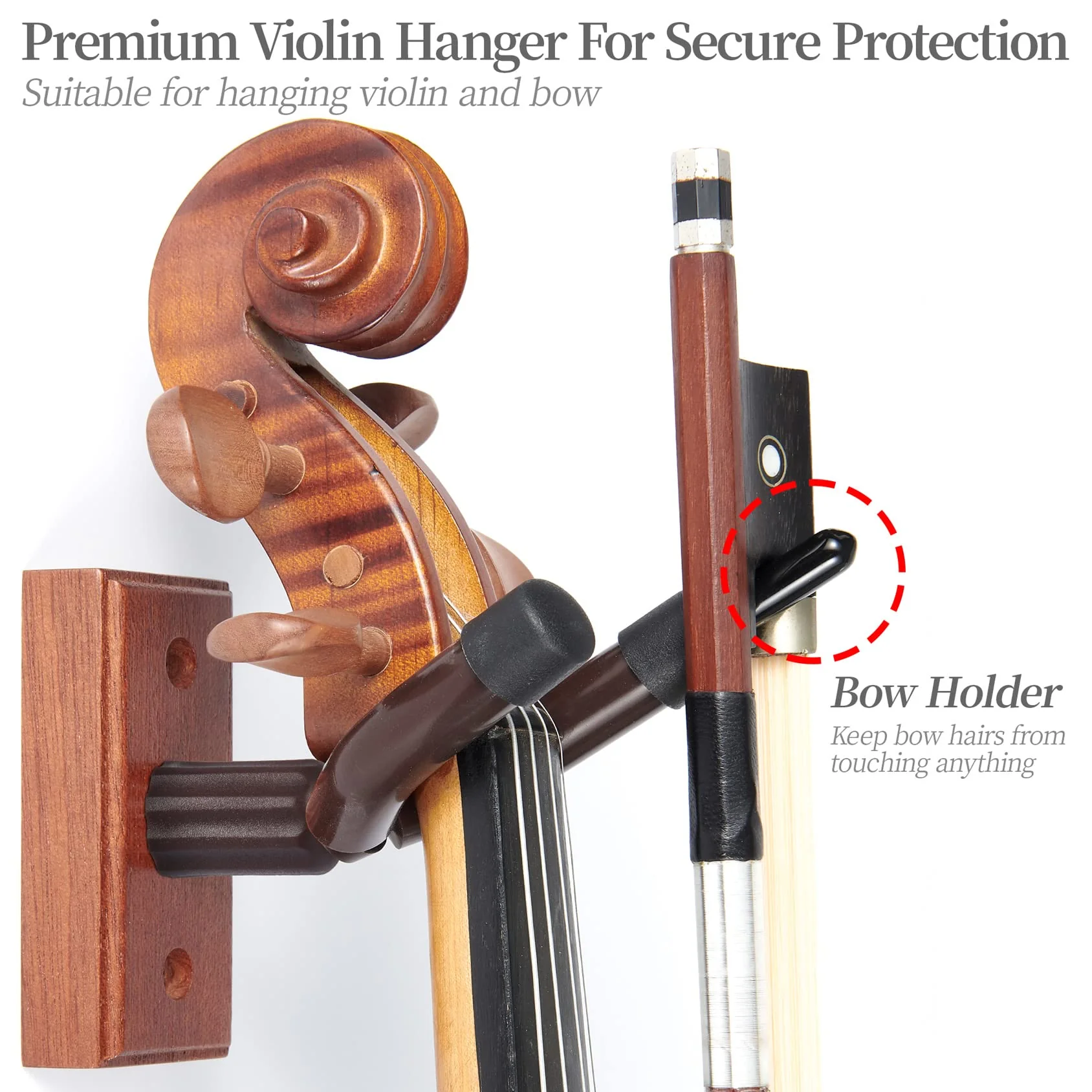 Violin Wall Mount,Violin Hanger - Mahogany Wood Violin Viola Hanger 1 Pack - Image 2