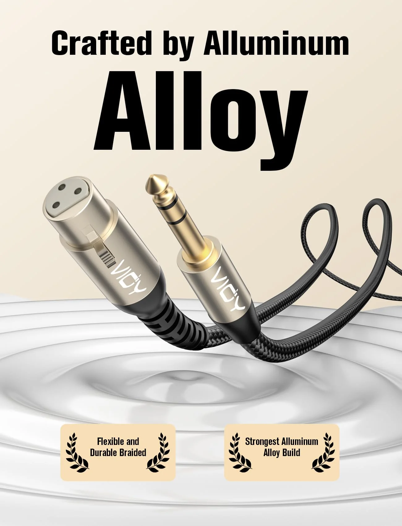 VIOY XLR to 6.35mm Cable 32.8 FT, 1/4 Inch TRS to XLR Female Balanced Microphone Cable for Mixers, Amplifiers, Speakers, Dynamic Microphones, CD Players, Electronic Piano, Karaoke Machines 32.8FT - Image 3