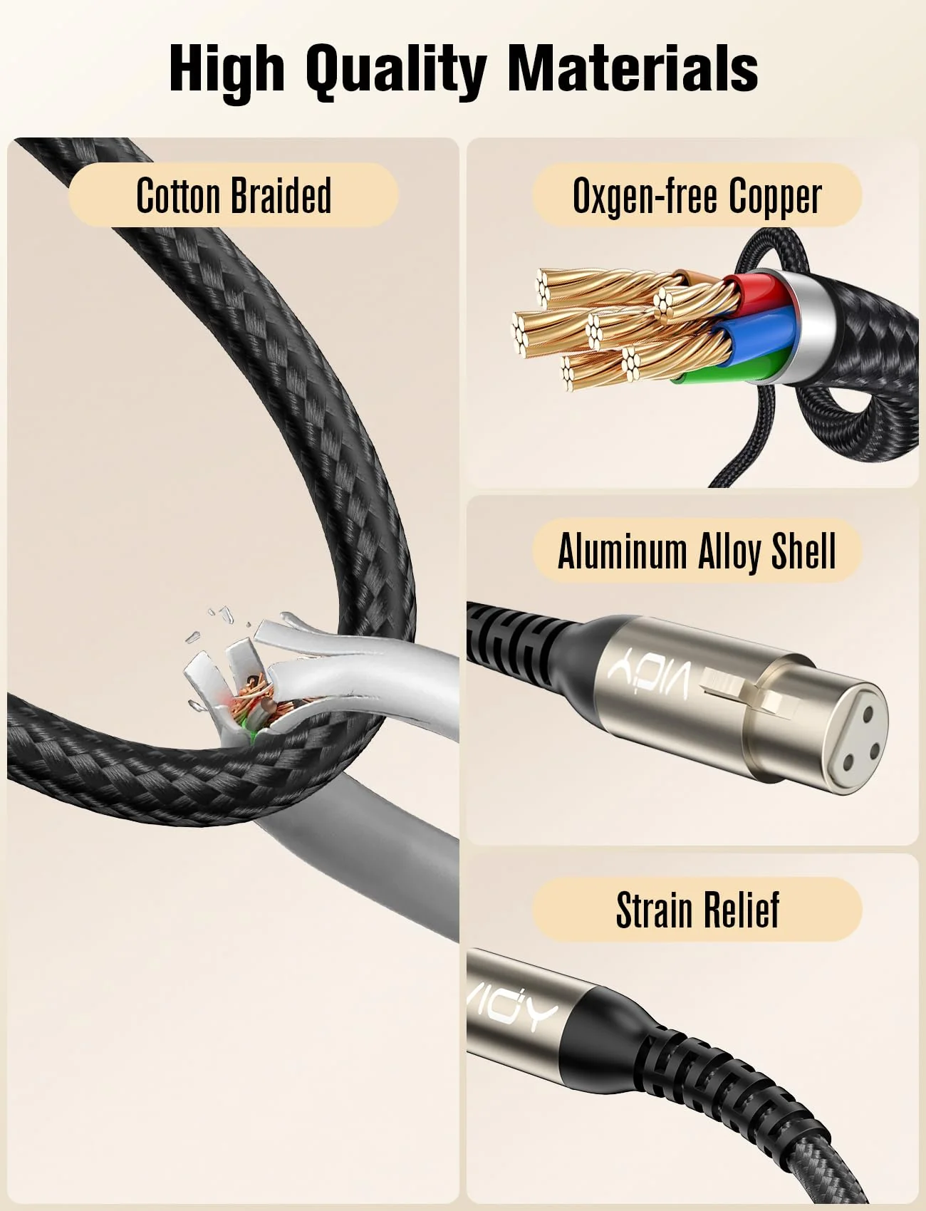 VIOY XLR to 6.35mm Cable 32.8 FT, 1/4 Inch TRS to XLR Female Balanced Microphone Cable for Mixers, Amplifiers, Speakers, Dynamic Microphones, CD Players, Electronic Piano, Karaoke Machines 32.8FT - Image 5