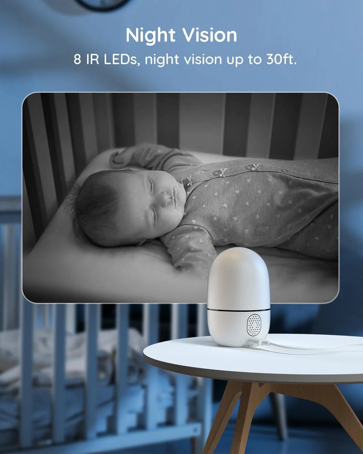 VIRTAVO XD1 Indoor Security WiFi Camera, No Subscription Required, Dual-Lens 360° PTZ Baby Monitor & Pet Cam, Motion Tracking, 2-Way Audio, Night Vision,Optional Cloud/SD Storage, Phone App, Wired - Image 5