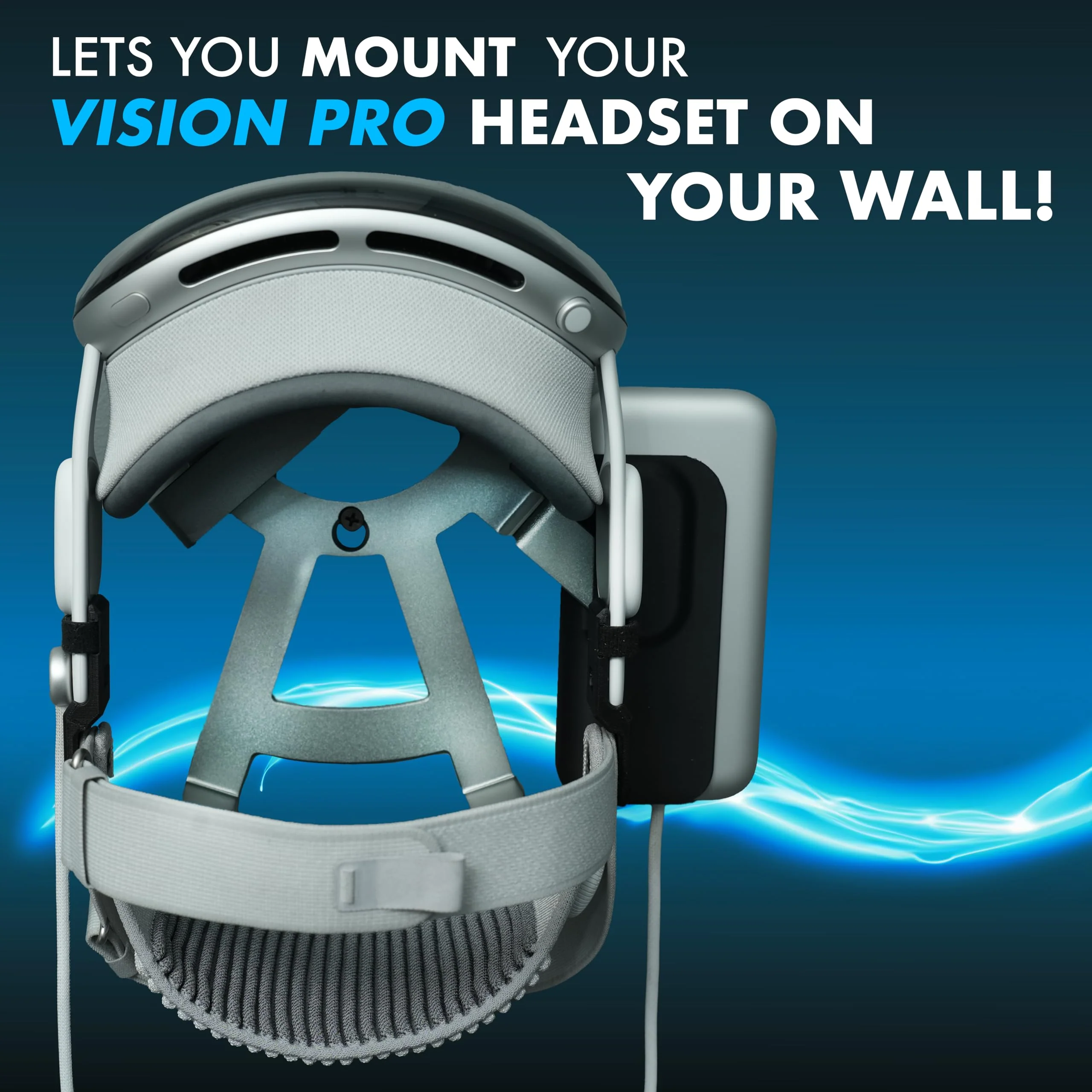 Vision Pro Wall Mount - Aluminum Stand with Silicone Protection and Battery Holder - Premium Anodized Finish, Sleek Design, and Convenient Storage for Vision Pro Headset and External Battery - Image 2