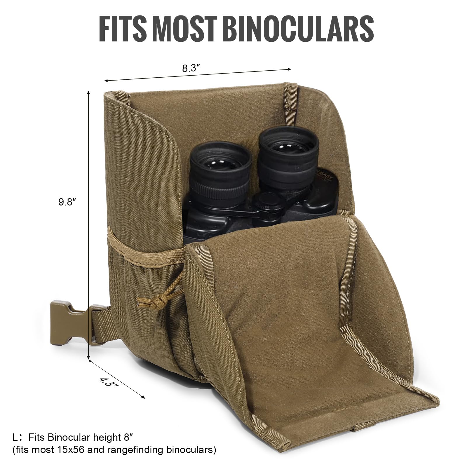 VISMIX Binocular Harness, Adjustable Binocular Harness Chest Pack with Rain Cover for Hunting Hiking Shooting Coyote Brown Large - Image 2