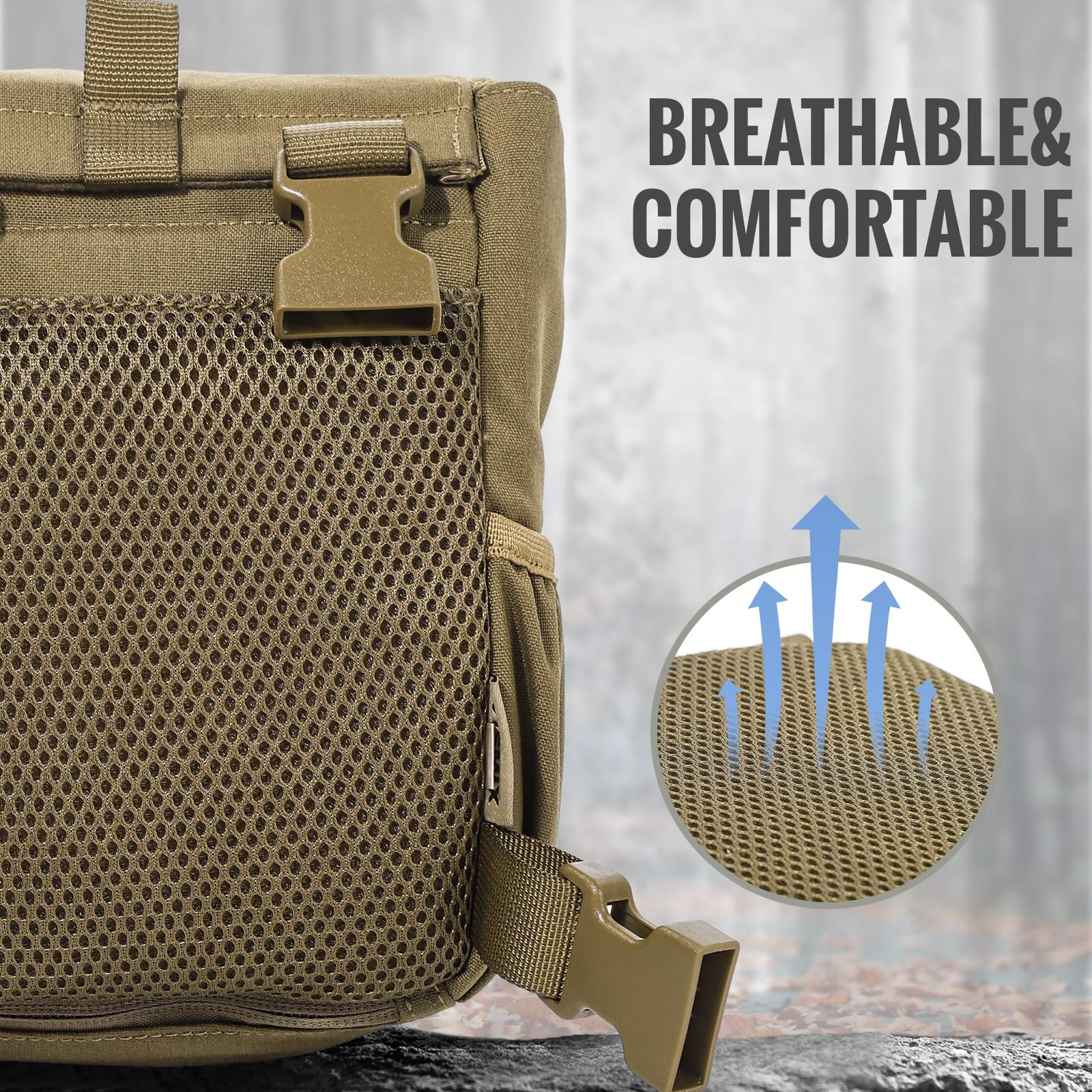 VISMIX Binocular Harness, Adjustable Binocular Harness Chest Pack with Rain Cover for Hunting Hiking Shooting Coyote Brown Large - Image 7