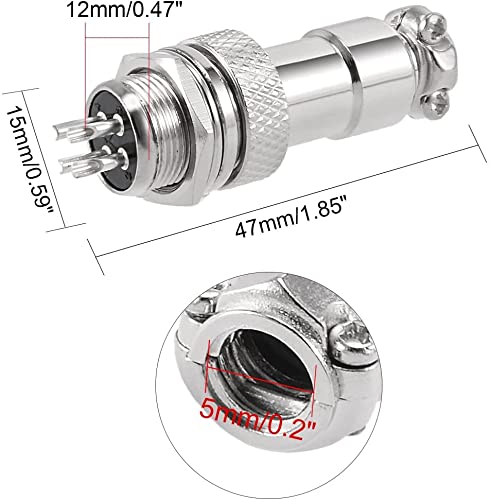VISSQH GX12 4 Pin Panel Metal Mounting Round Aviation Plug, 12 mm Male/Female Aviation Plug Cable Connector 4-Pin + Rubber Protective Cap and Screwdriver Pack of 16 4-pin. - Image 4