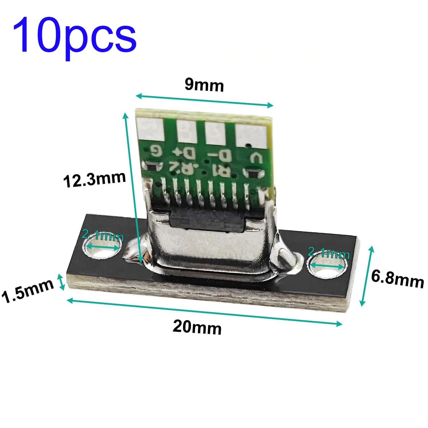 VISSQH Pack of 10 USB 3.1 Type C Male Board, 5A USB Type C Breakout Board, USB-C Soldering Adapter, USB 3.1 Type C Female Plug, DIY Plug for Panel Mounting - Image 2