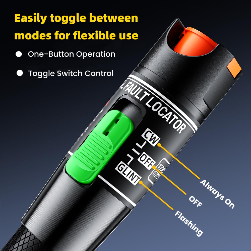 Visual Fault Locator,30-50KM Fiber Optic Cable Tester Meter, VFL Red Light Pen Light Source Testers(Black) 30-50KM VFL - Image 4