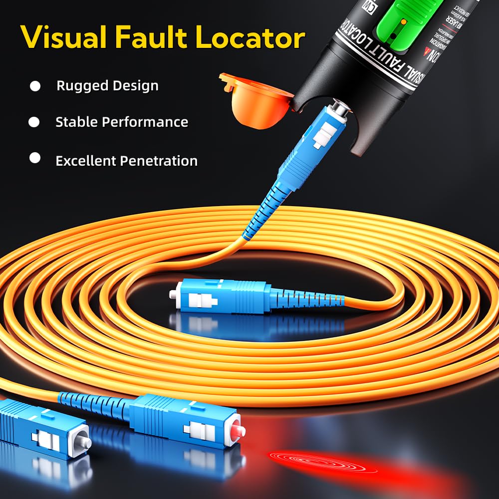 Visual Fault Locator,30-50KM Fiber Optic Cable Tester Meter, VFL Red Light Pen Light Source Testers(Black) 30-50KM VFL - Image 5