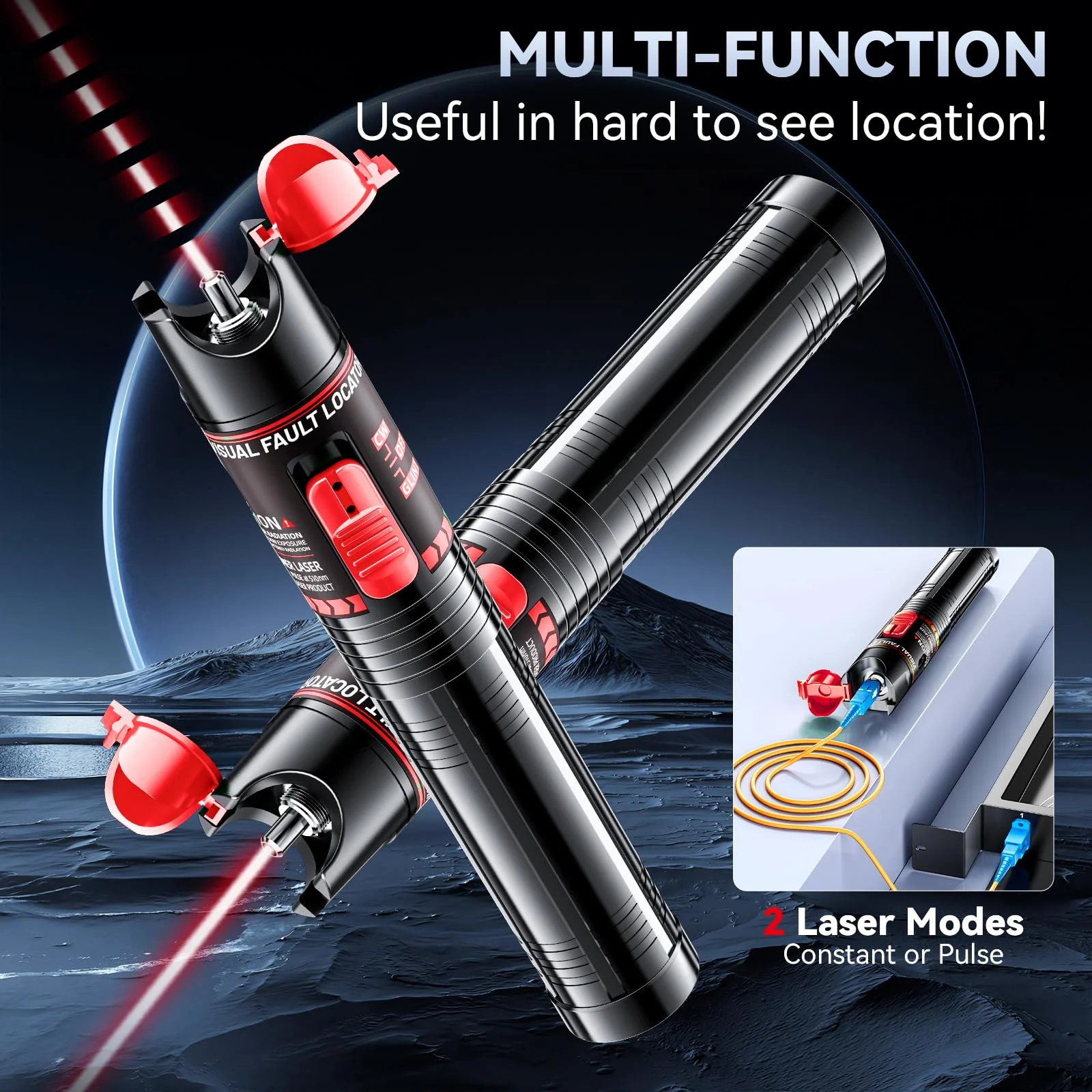 Visual Fault Locator 30KM - Rechargeable VFL Fiber Optic Tester Kit Include Single Mode 9/125um FC Male to LC Female Adapter, Fiber Optic Lights for Network Cable 30km-Rechargeable - Image 5