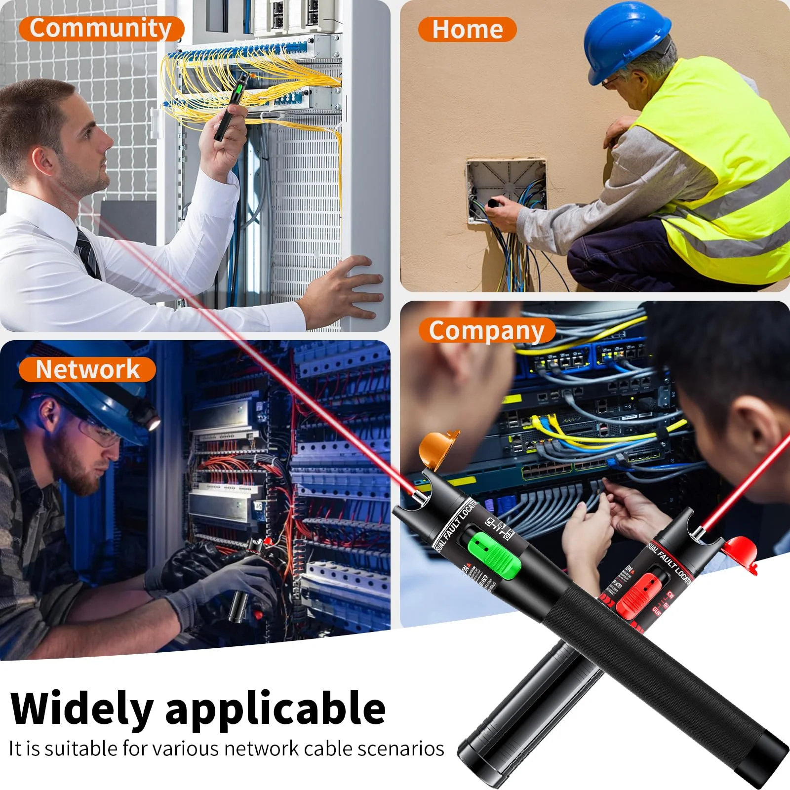 Visual Fault Locator 30KM - Rechargeable VFL Fiber Optic Tester Kit Include Single Mode 9/125um FC Male to LC Female Adapter, Fiber Optic Lights for Network Cable 30km-Rechargeable - Image 8
