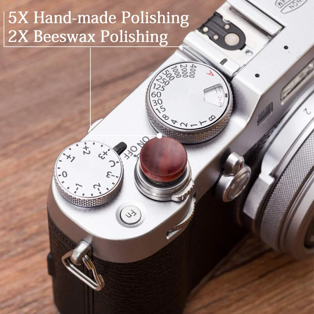 VKO Wood Soft Shutter Release Button,Delicate Camera Shutter Button 12mm Concave Surface Red(Wood Grain Random) Red Wood 12mm Concave - Image 2