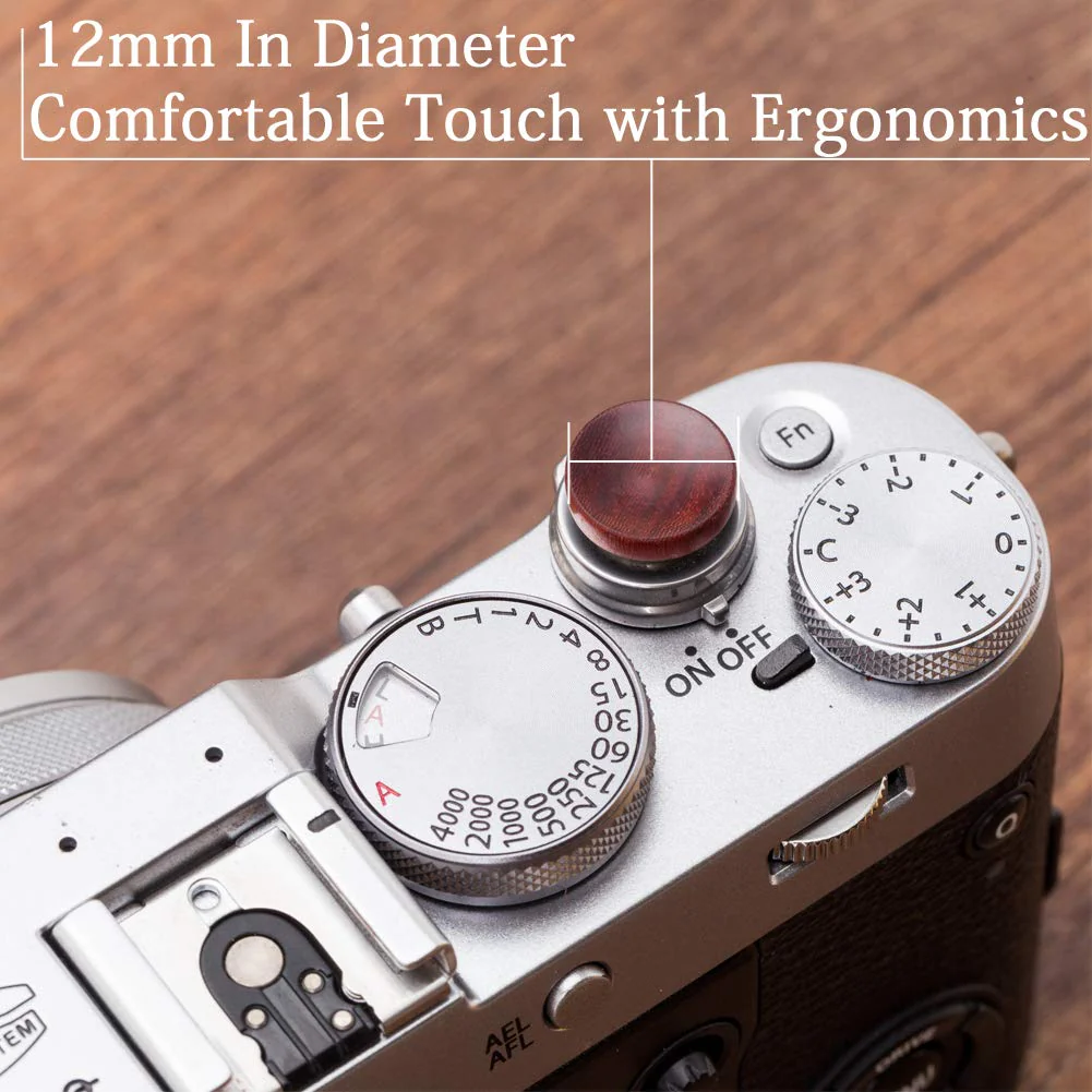 VKO Wood Soft Shutter Release Button,Delicate Camera Shutter Button 12mm Concave Surface Red(Wood Grain Random) Red Wood 12mm Concave - Image 3