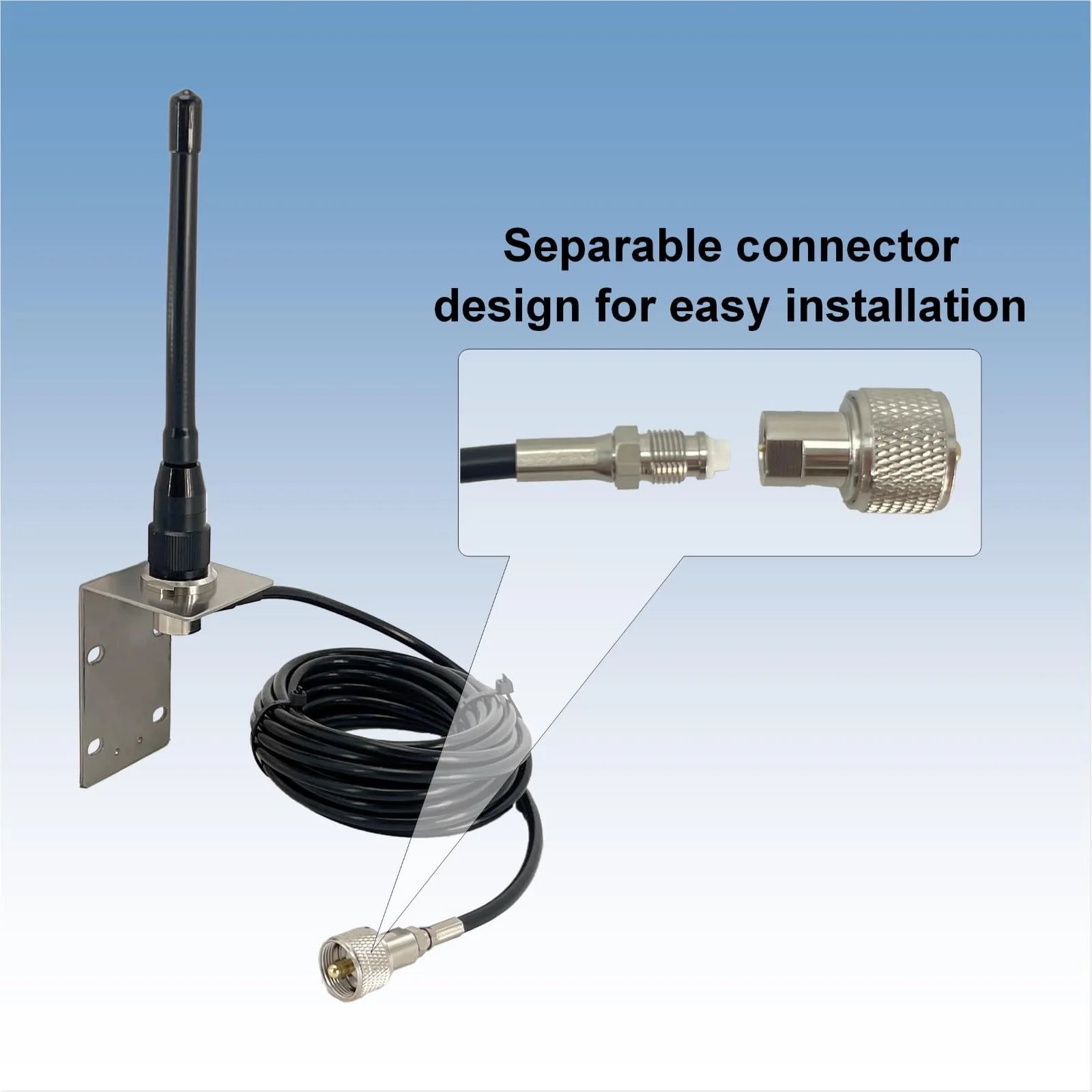 VM200 Marine Antenna, Durable 153-164Mhz Boat Radio Antenna with 16ft RG58 Coaxial Cable and L-Bracket, Ideal for Marine Radio - Image 4