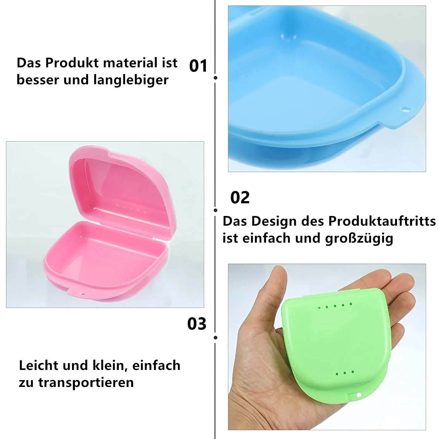 Voarge Dental Box Dental Box Dental Denture Cup Container Container Container Denture Orthopaedic Pack of 5 Braces Box Also for Bite Splint - Image 6