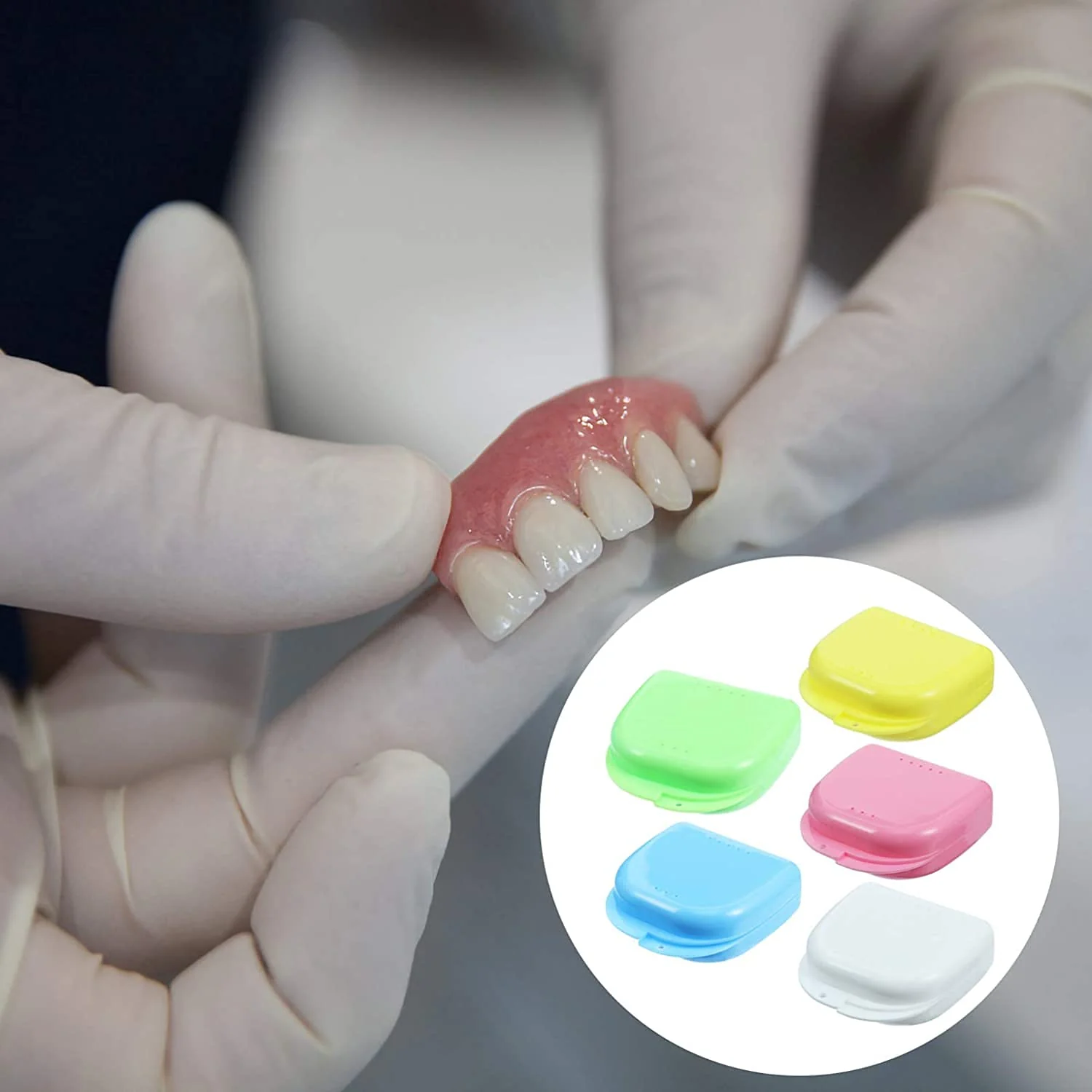 Voarge Dental Box Dental Box Dental Denture Cup Container Container Container Denture Orthopaedic Pack of 5 Braces Box Also for Bite Splint - Image 9
