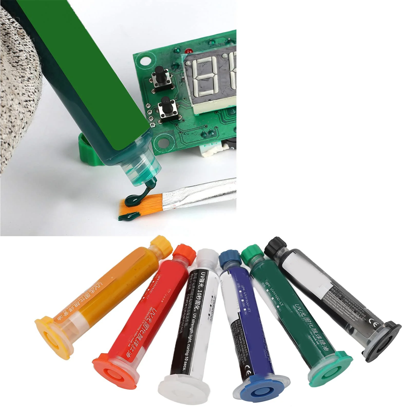 VOBOR UV Soldering Masks Ink, Pack of 6 10 CC Hardening Solder Stop Ink, Solder Stop Paint, PCB Circuit Boards Insulation Protection Paint - Image 7