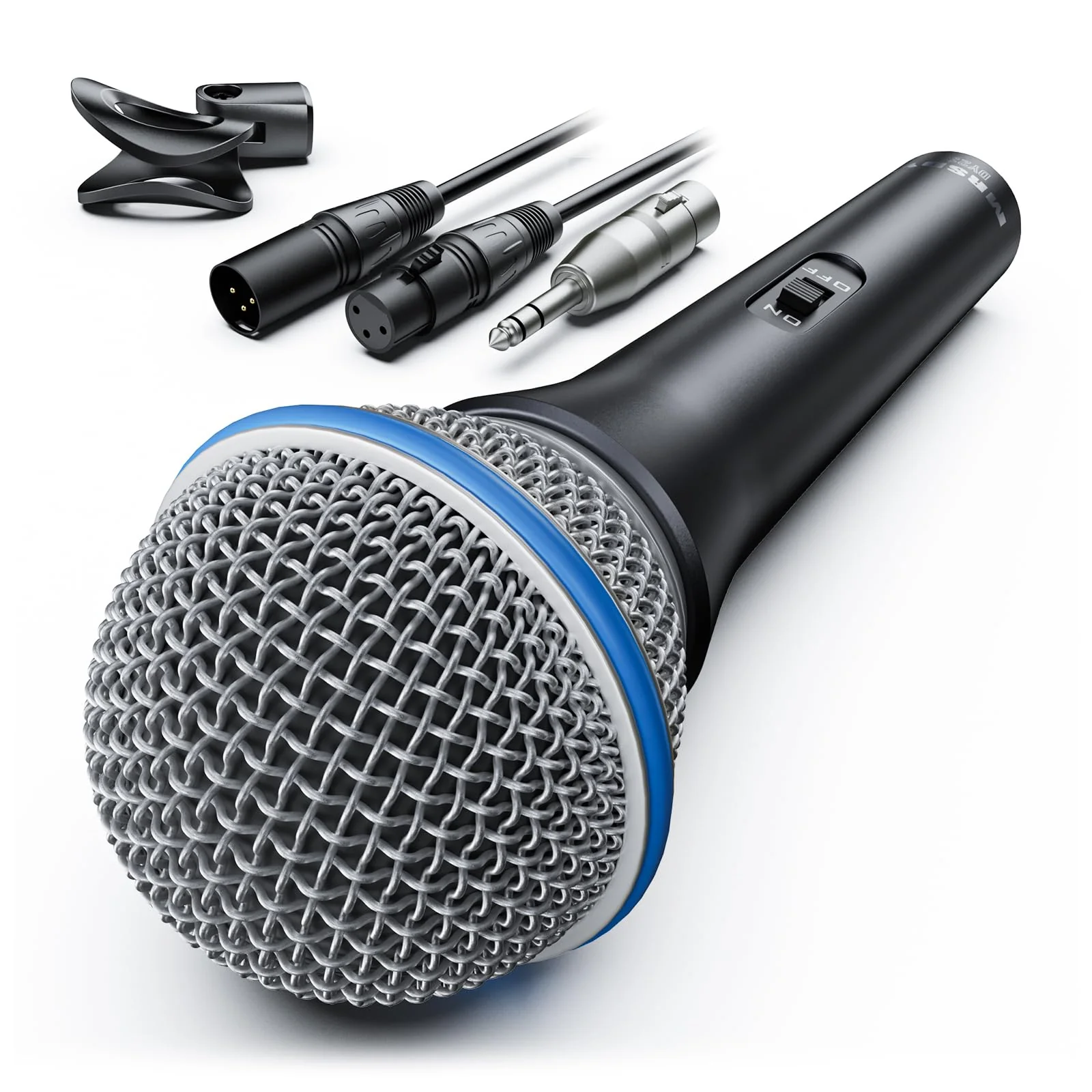 Vocal Dynamic Microphone, Metal Handheld Wired Microphone for Singing, Mic Suitable for Karaoke and Recording, with On/Off Switch and 16.4ft XLR Cable DY23
