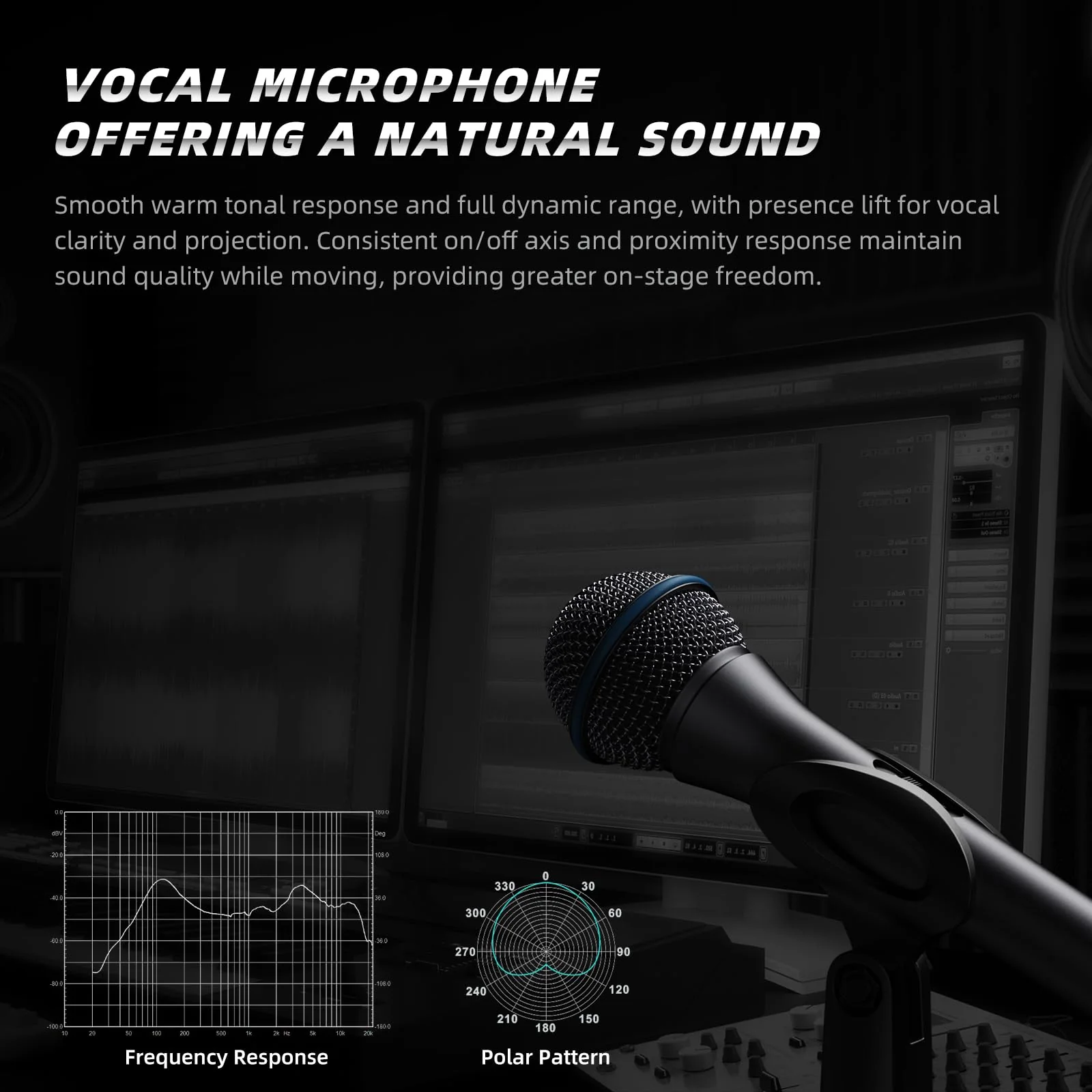 Vocal Dynamic Microphone, Metal Handheld Wired Microphone for Singing, Mic Suitable for Karaoke and Recording, with On/Off Switch and 16.4ft XLR Cable DY23 - Image 5