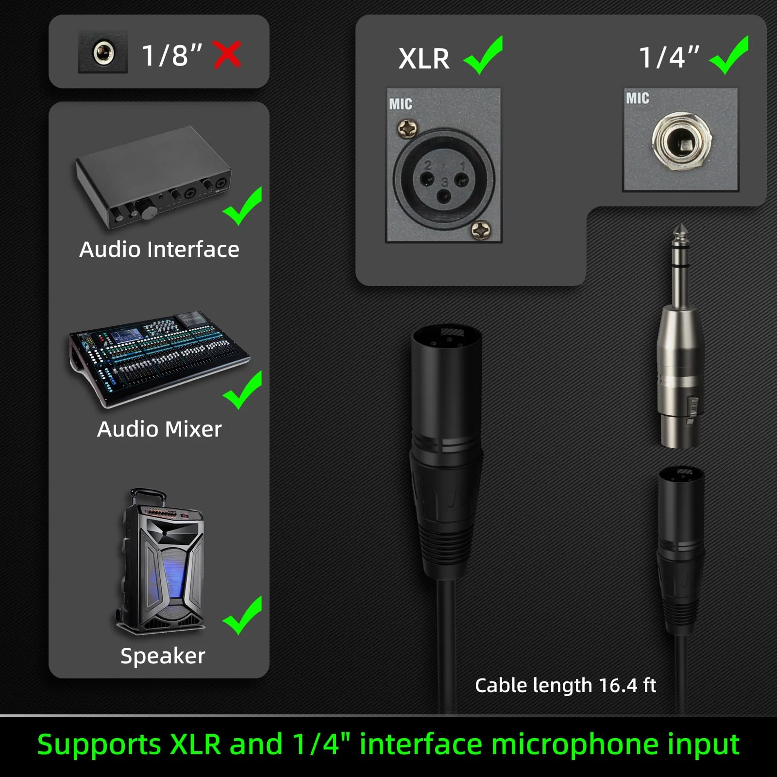 Vocal Dynamic Microphone, Metal Handheld Wired Microphone for Singing, Mic Suitable for Karaoke and Recording, with On/Off Switch and 16.4ft XLR Cable DY23 - Image 7