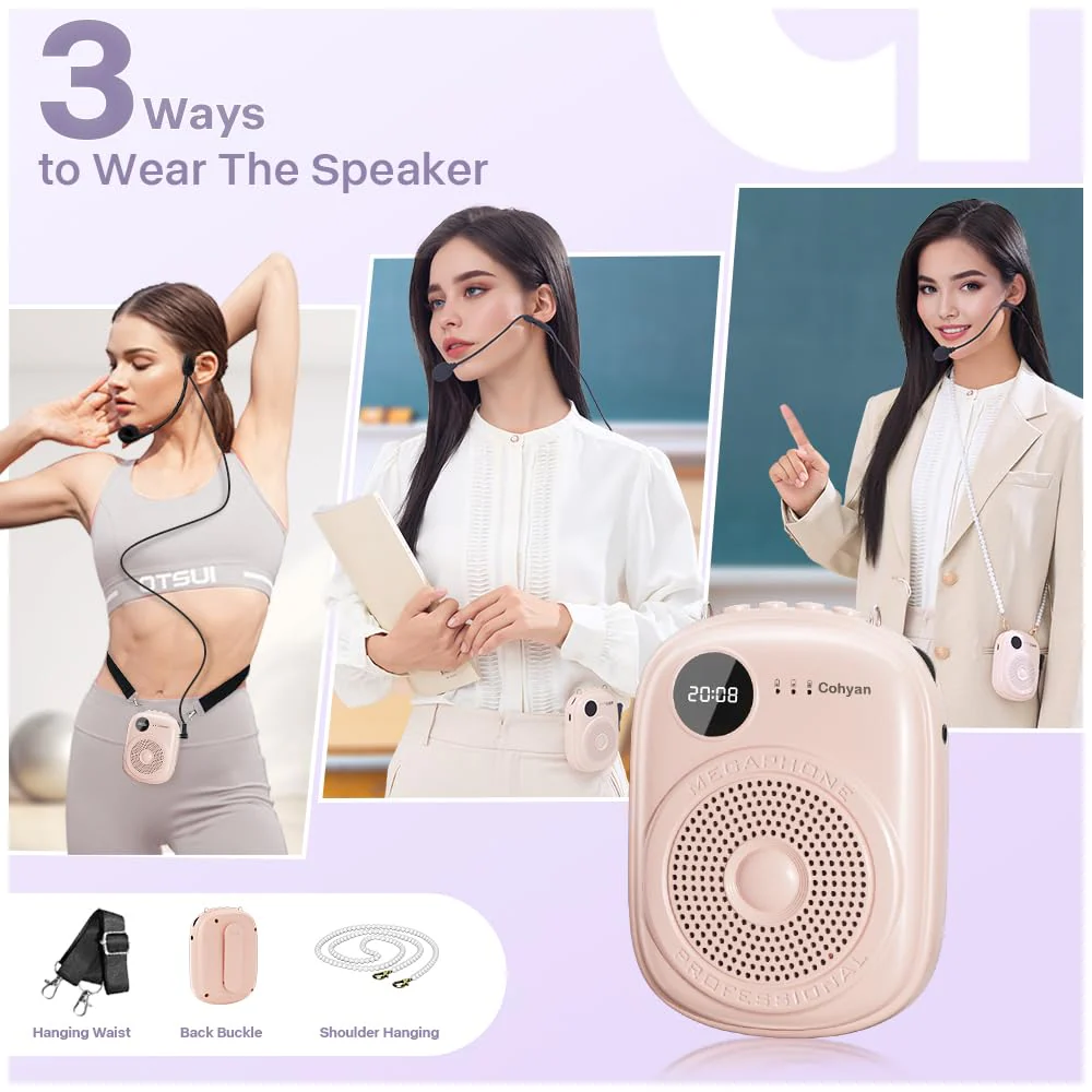 Voice Amplifier for Teachers, Portable Bluetooth Wired Microphone & Speaker, Rechargeable Bullhorn Megaphone for Classroom, Meetings, Yoga, Training, Tour Guides Wired Microphone (K18) - Image 6
