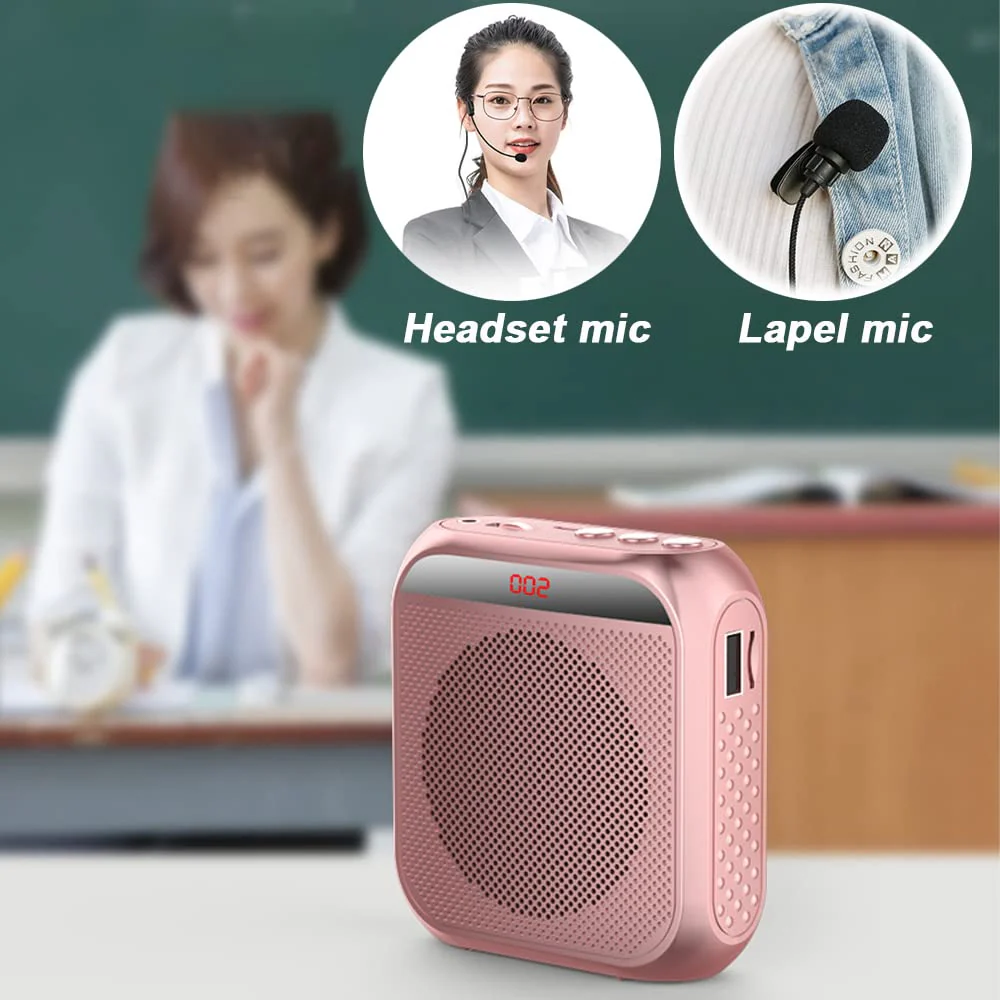 Voice Amplifier for Teachers,Rechargeable Portable Microphone with Speaker,Portable Pa System for Outdoors, Teaching, Meeting, Presentation, etc(Rose Gold) Rose Gold - Image 4
