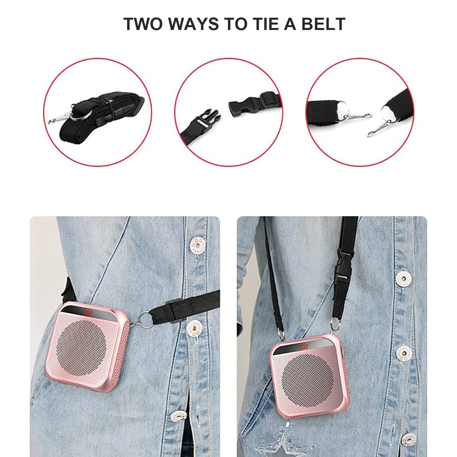 Voice Amplifier for Teachers,Rechargeable Portable Microphone with Speaker,Portable Pa System for Outdoors, Teaching, Meeting, Presentation, etc(Rose Gold) Rose Gold - Image 7
