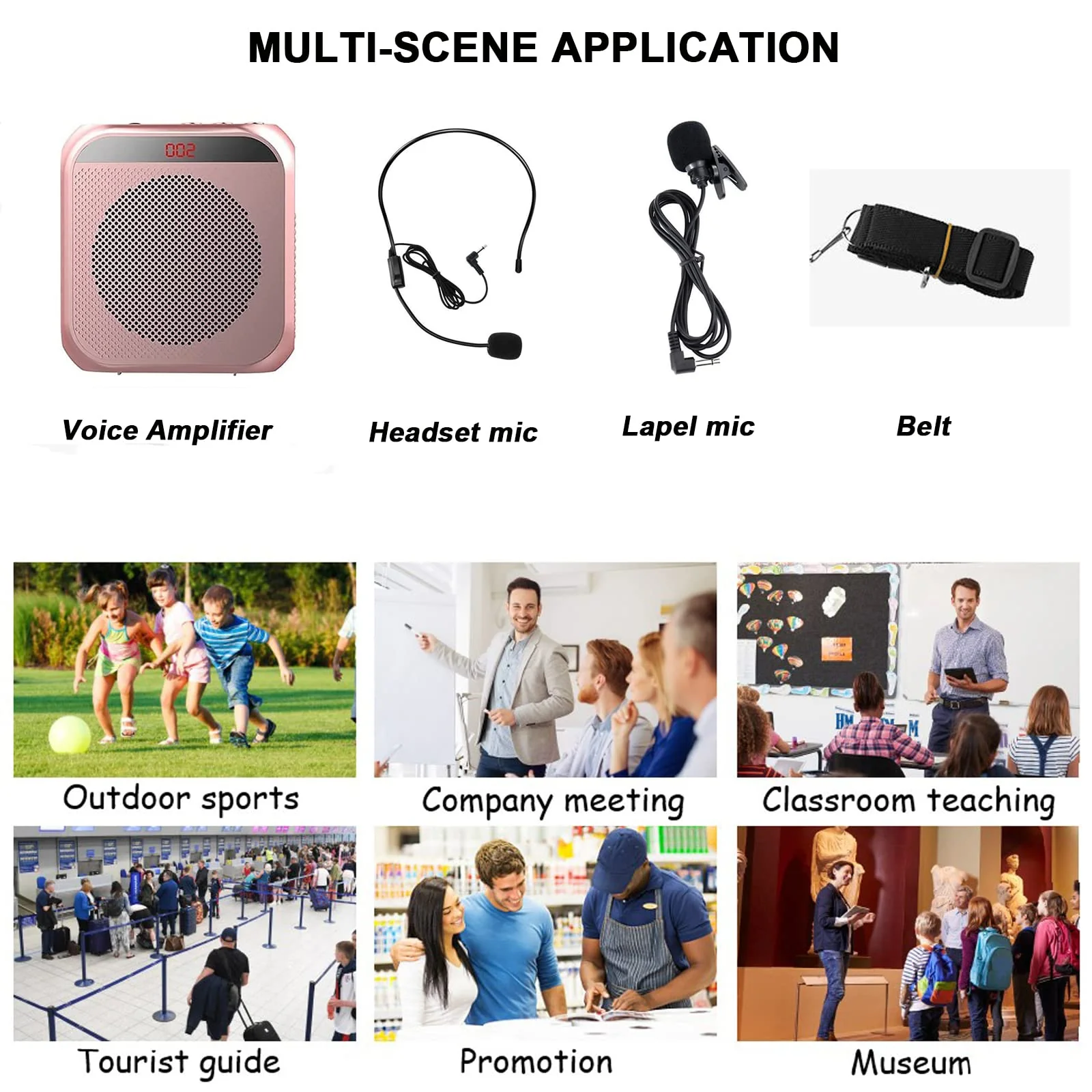 Voice Amplifier for Teachers,Rechargeable Portable Microphone with Speaker,Portable Pa System for Outdoors, Teaching, Meeting, Presentation, etc(Rose Gold) Rose Gold - Image 8