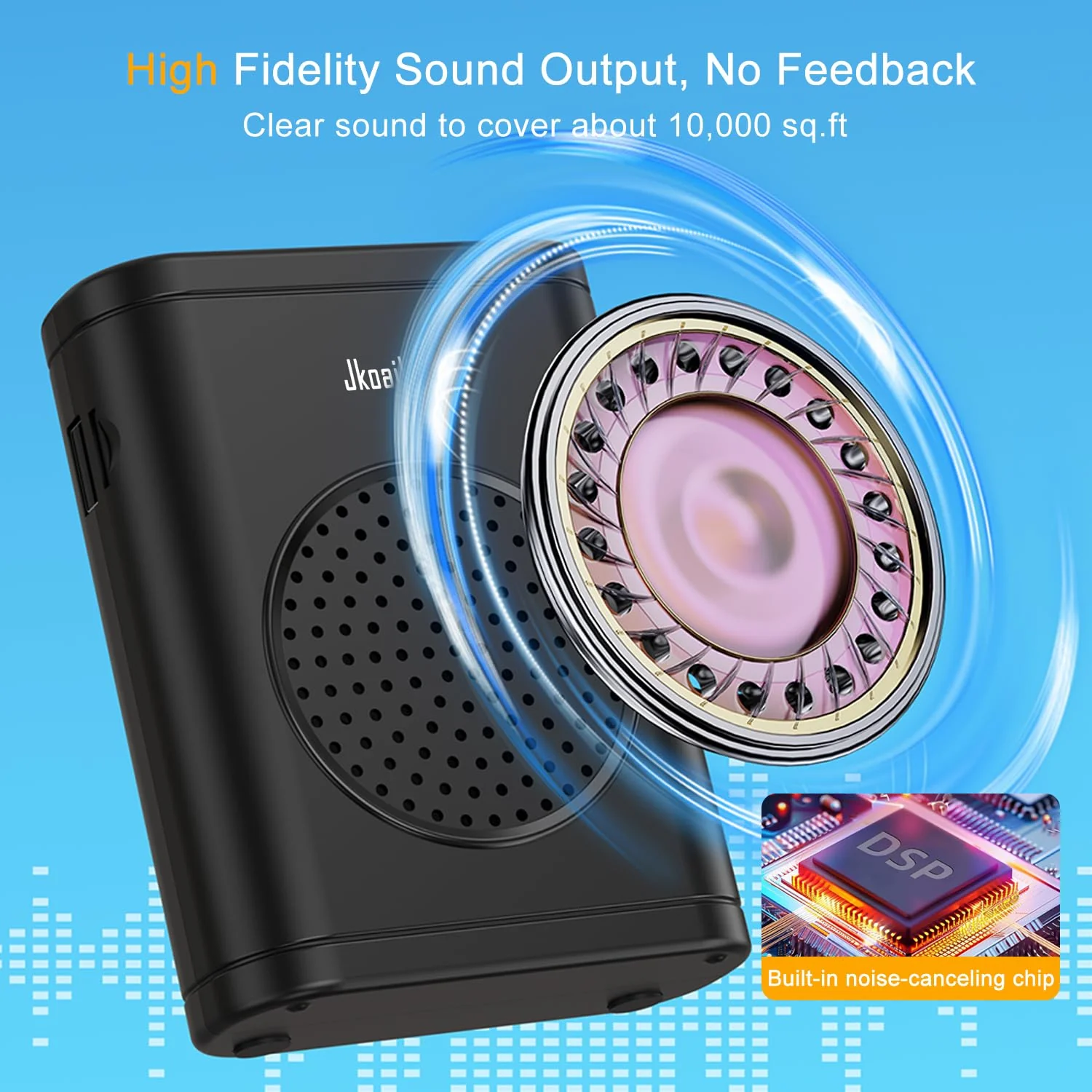 Voice Amplifier for Teachers with Clip-On Wireless Lapel Mic, [Bluetooth 5.3] Teacher Microphone for Classroom, Portable Mini Megaphone Speaker PA System for Elderly/Public Events/Tours - Image 3