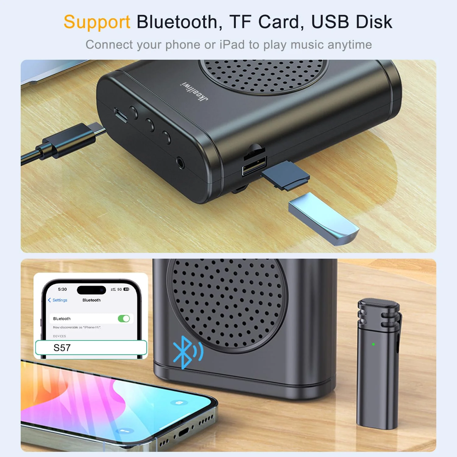 Voice Amplifier for Teachers with Clip-On Wireless Lapel Mic, [Bluetooth 5.3] Teacher Microphone for Classroom, Portable Mini Megaphone Speaker PA System for Elderly/Public Events/Tours - Image 4