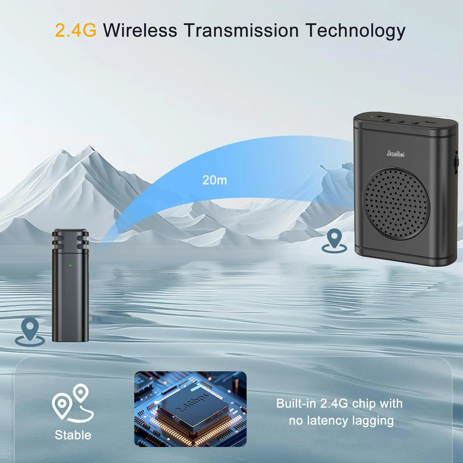 Voice Amplifier for Teachers with Clip-On Wireless Lapel Mic, [Bluetooth 5.3] Teacher Microphone for Classroom, Portable Mini Megaphone Speaker PA System for Elderly/Public Events/Tours - Image 5